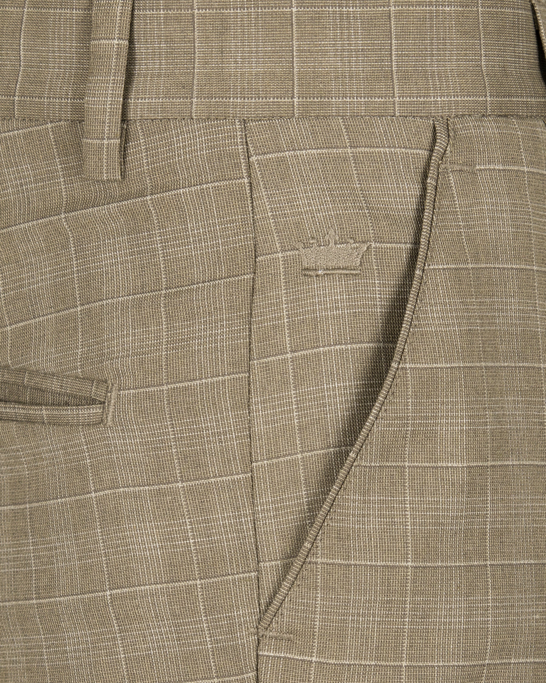 Arrowtown Brown Plaid Cross Buttoned Bandhgala/Mandarin Suit ST1285-CBG-36, ST1285-CBG-38, ST1285-CBG-40, ST1285-CBG-48, ST1285-CBG-54, ST1285-CBG-56, ST1285-CBG-58, ST1285-CBG-60, ST1285-CBG-42, ST1285-CBG-44, ST1285-CBG-46, ST1285-CBG-50, ST1285-CBG-52