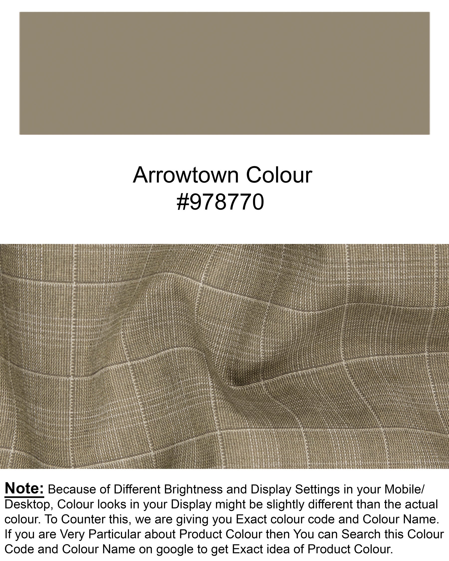 Arrowtown Brown Plaid Cross Buttoned Bandhgala/Mandarin Suit ST1285-CBG-36, ST1285-CBG-38, ST1285-CBG-40, ST1285-CBG-48, ST1285-CBG-54, ST1285-CBG-56, ST1285-CBG-58, ST1285-CBG-60, ST1285-CBG-42, ST1285-CBG-44, ST1285-CBG-46, ST1285-CBG-50, ST1285-CBG-52