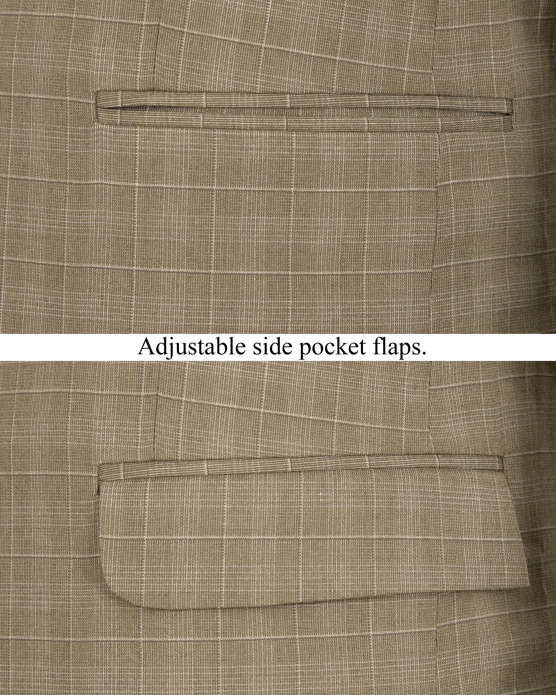 Arrowtown Brown Plaid Cross Buttoned Bandhgala/Mandarin Suit ST1285-CBG-36, ST1285-CBG-38, ST1285-CBG-40, ST1285-CBG-48, ST1285-CBG-54, ST1285-CBG-56, ST1285-CBG-58, ST1285-CBG-60, ST1285-CBG-42, ST1285-CBG-44, ST1285-CBG-46, ST1285-CBG-50, ST1285-CBG-52