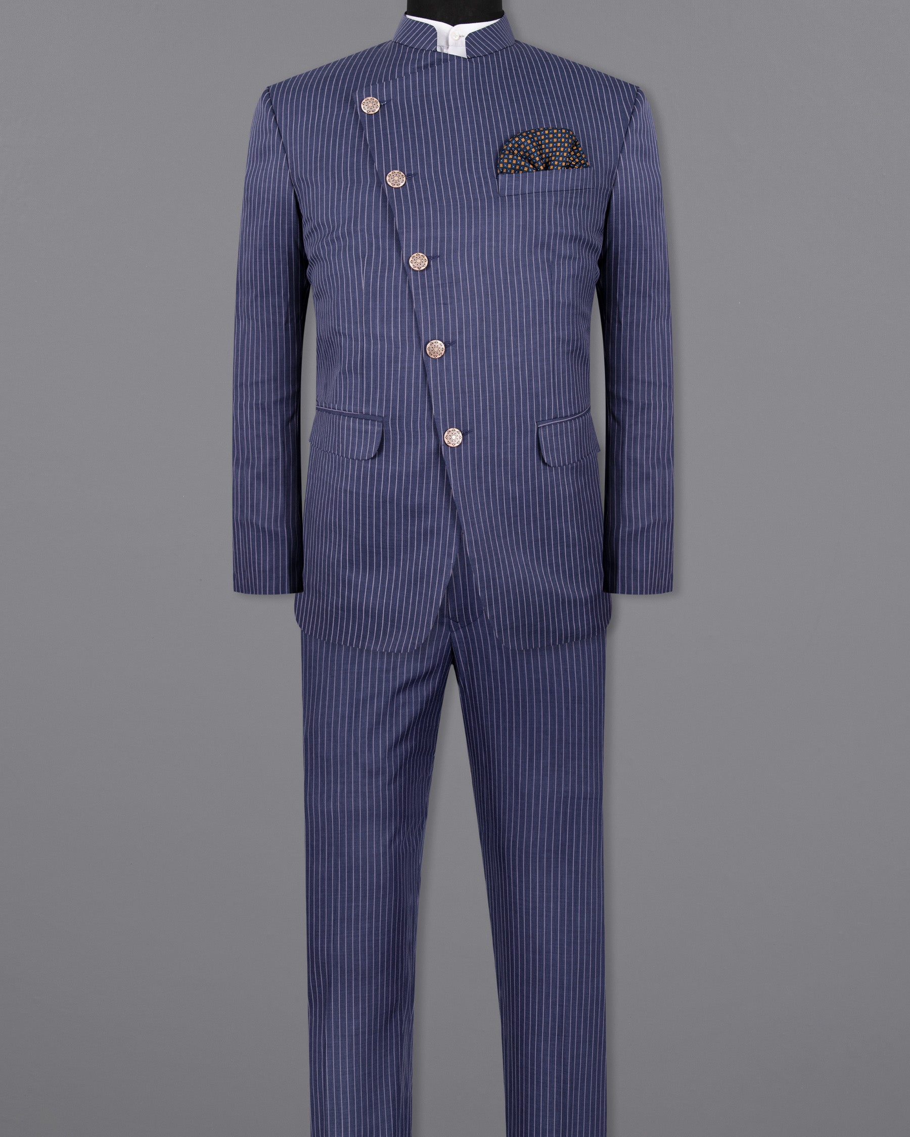 Martinique STue with Prelude Striped Bandhgala/Mandarin Corduroy Premium Cotton Suit ST1298-CBG-36, ST1298-CBG-38, ST1298-CBG-40, ST1298-CBG-42, ST1298-CBG-44, ST1298-CBG-46, ST1298-CBG-48, ST1298-CBG-50, ST1298-CBG-52, ST1298-CBG-54, ST1298-CBG-56, ST1298-CBG-58, ST1298-CBG-60