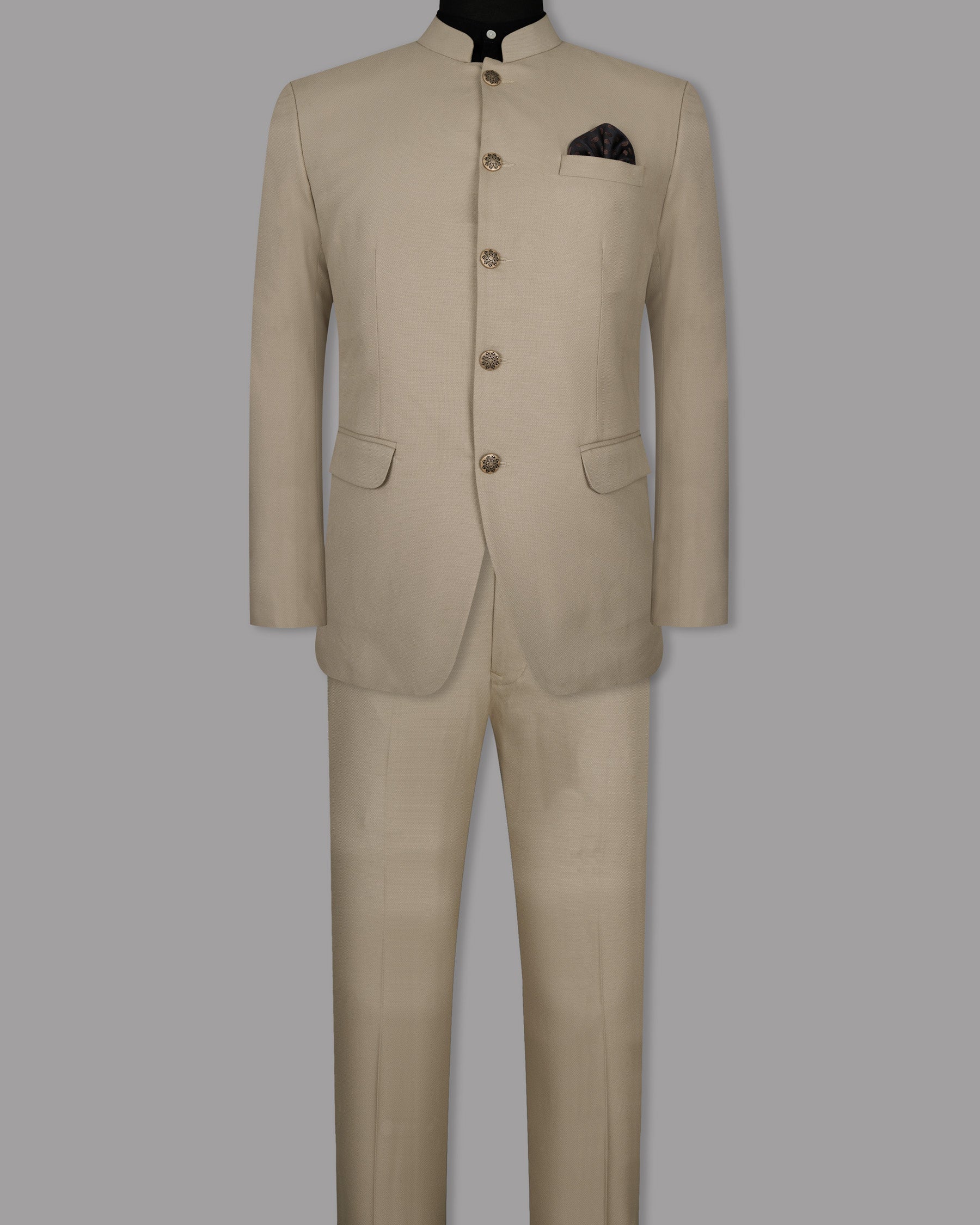 Malta Cream Bandhgala Wool Rich Suit ST1425-BG-36, ST1425-BG-38, ST1425-BG-40, ST1425-BG-42, ST1425-BG-44, ST1425-BG-46, ST1425-BG-48, ST1425-BG-50, ST1425-BG-52, ST1425-BG-54, ST1425-BG-56, ST1425-BG-58, ST1425-BG-60