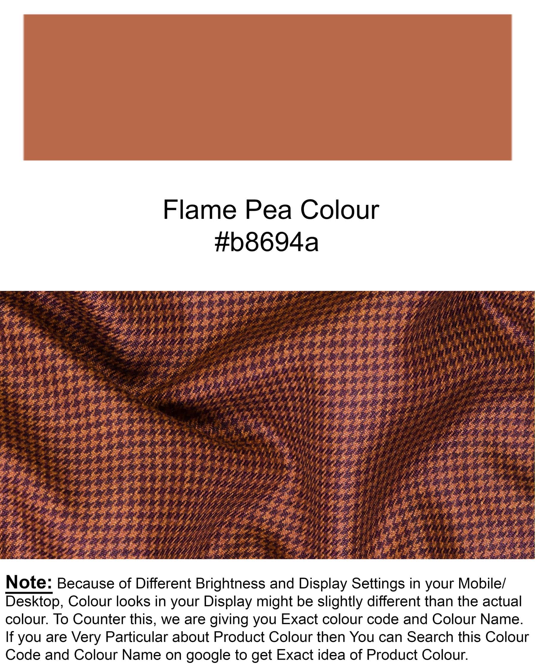 Flame Pea with Purple Houndstooth Double Breasted Sport Suit