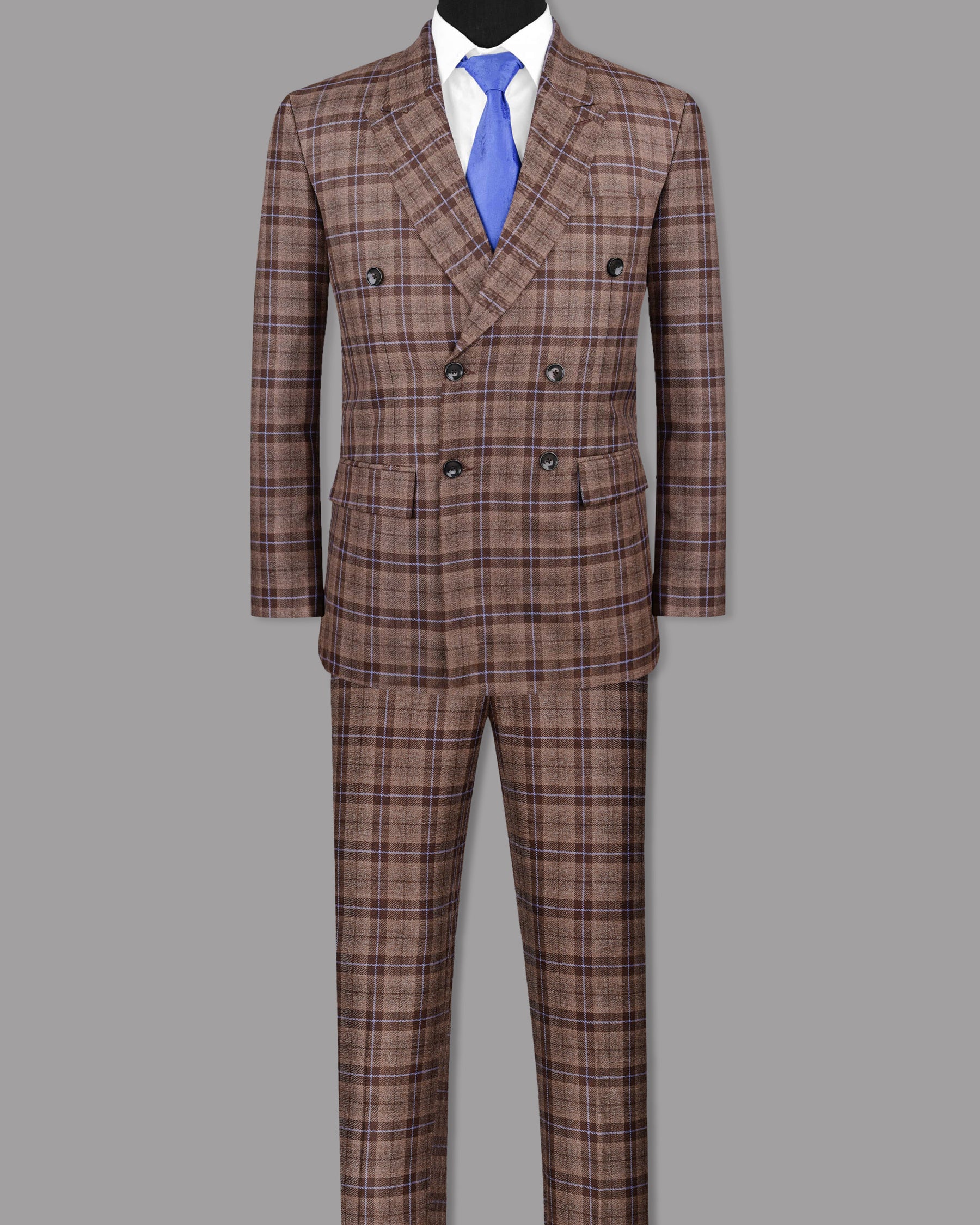 Sand Dune Plaid Double Breasted Suit