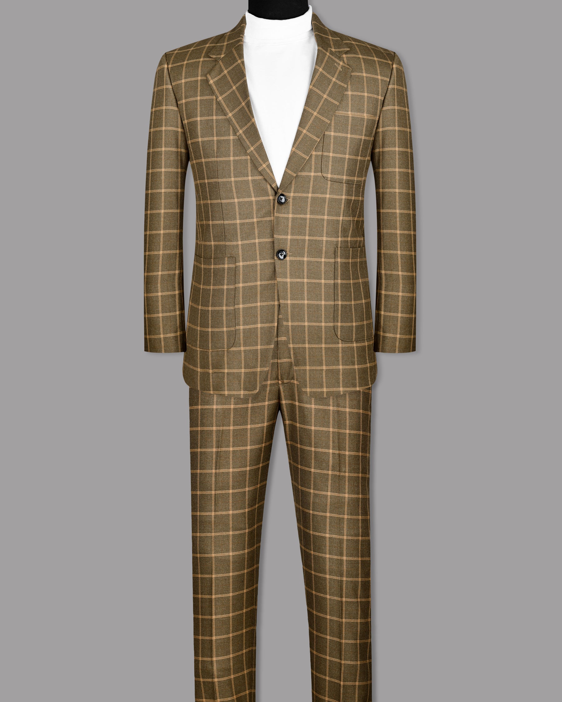 Hemlock Brown windowpane Sports Suit