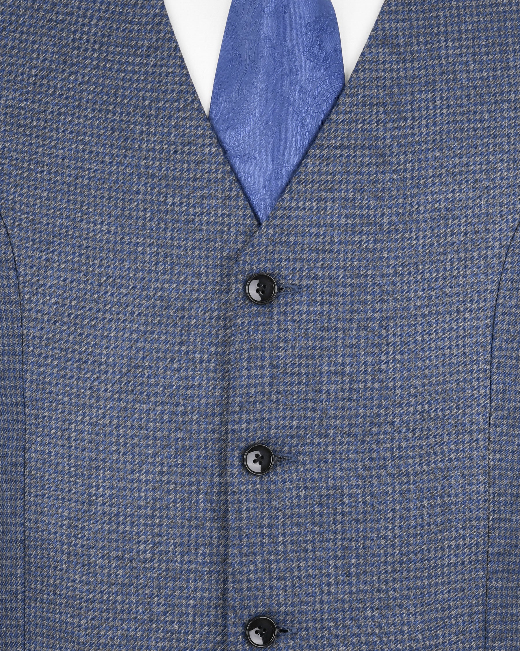 Soya Bean Grey with Rhino Blue Woolrich Herringbone Checked Double Breasted Sports Suit