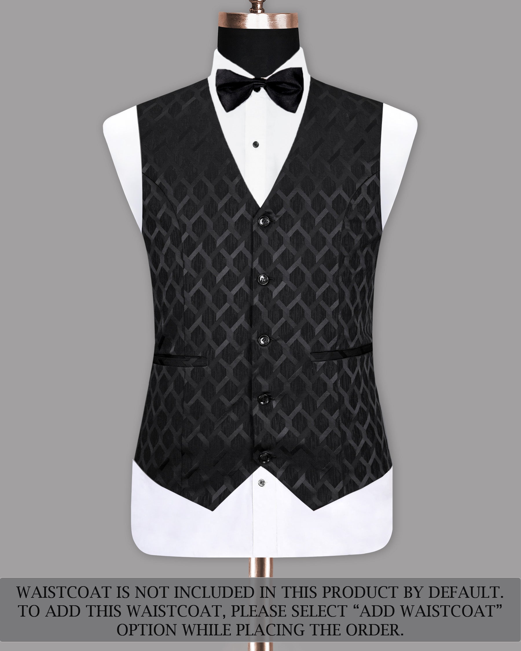 Bunker Black Jacquard Patterned Designer Tuxedo Suit