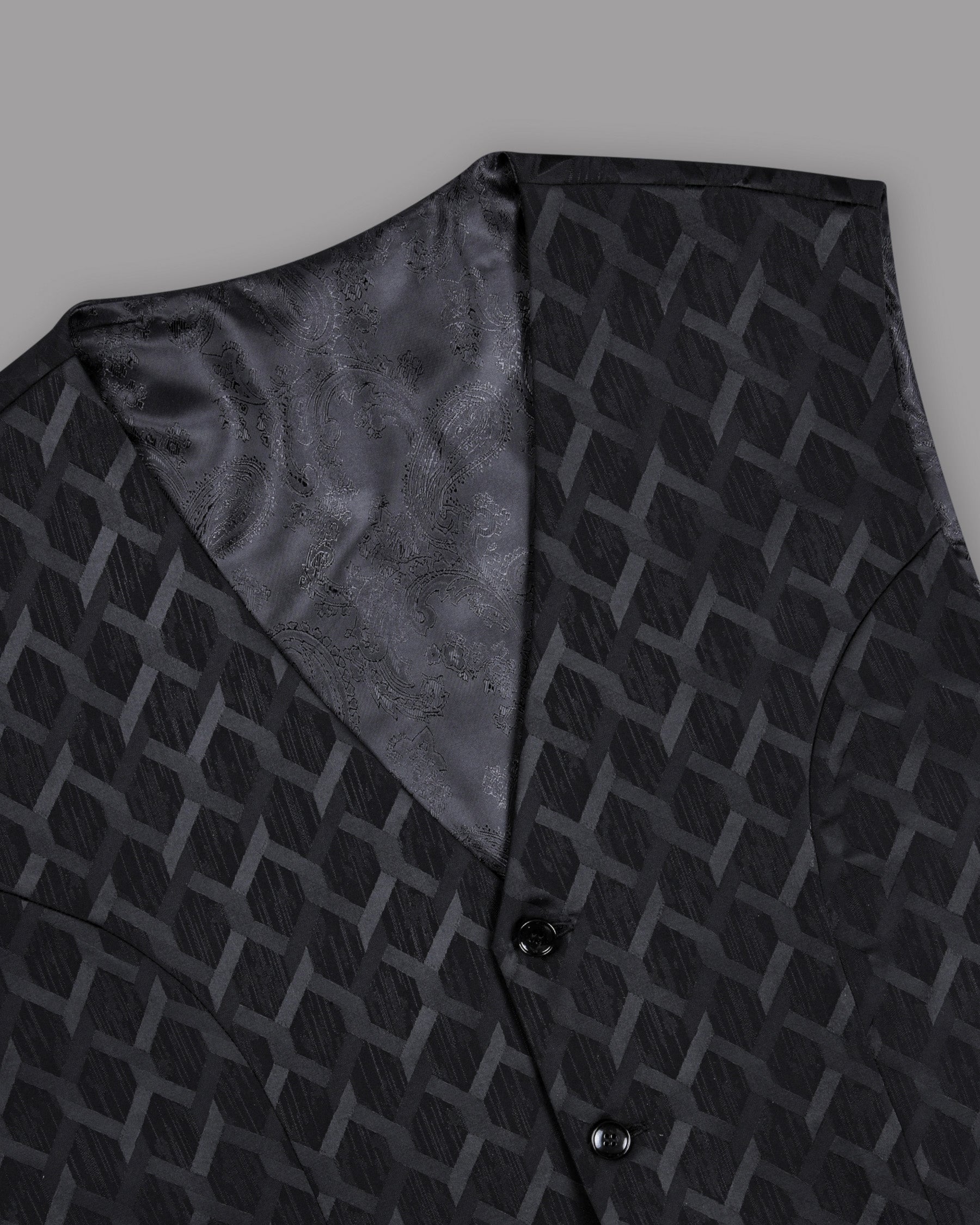 Bunker Black Jacquard Patterned Designer Tuxedo Suit