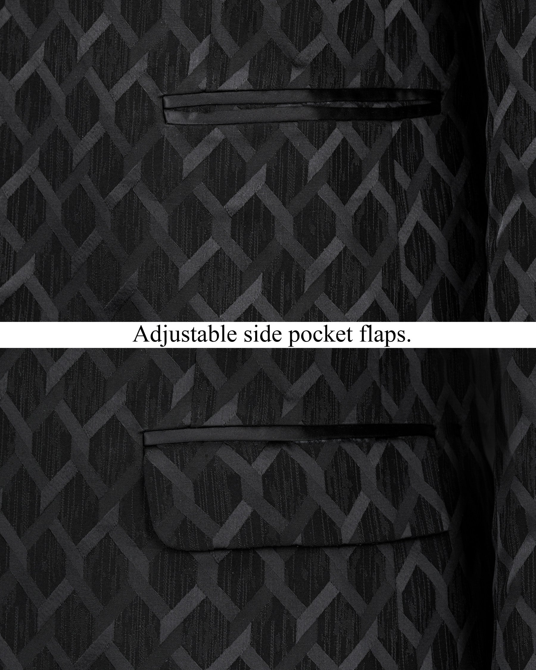 Bunker Black Jacquard Patterned Designer Tuxedo Suit