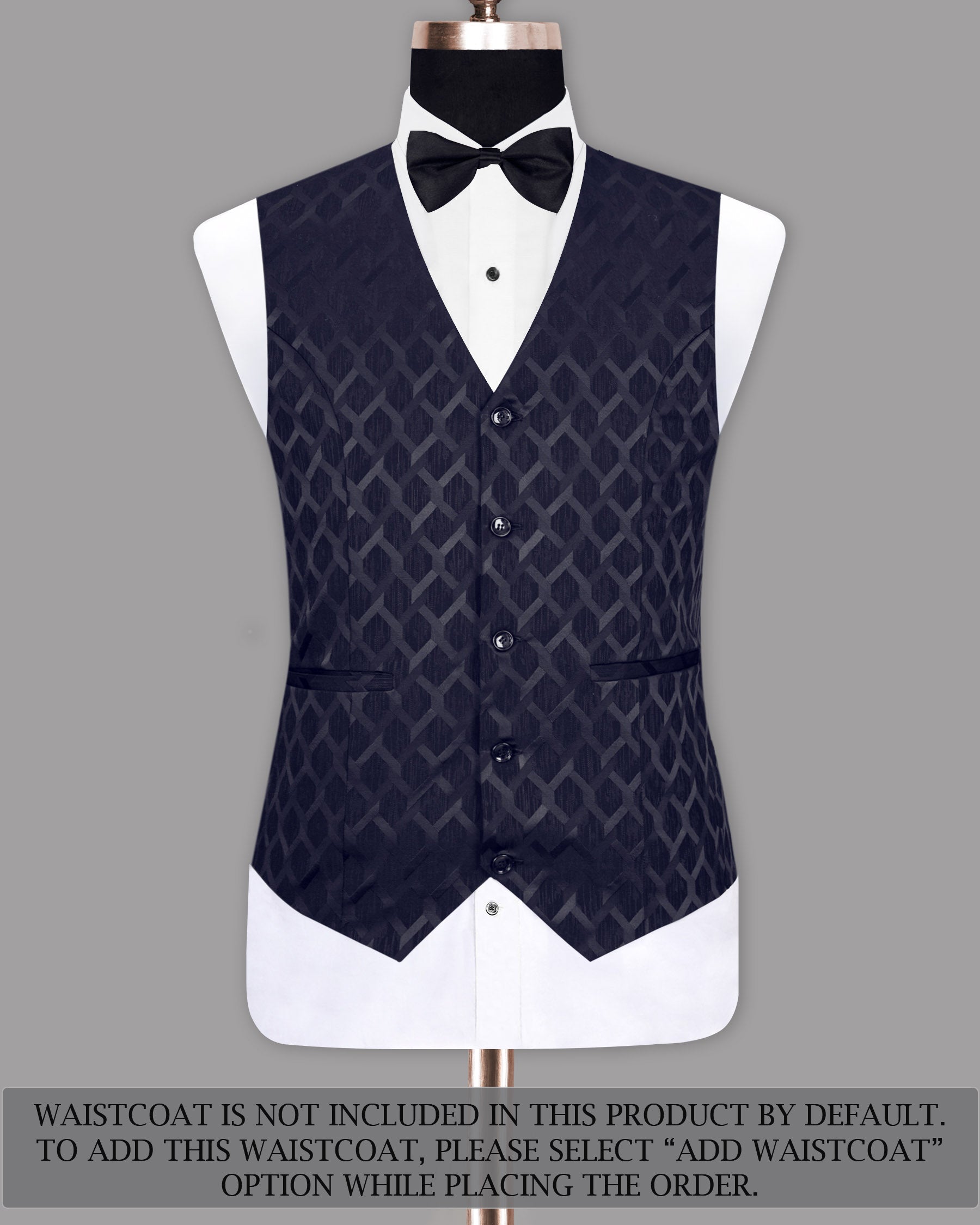 Midnight Express Blue Jacquard Patterned Designer Tuxedo Suit