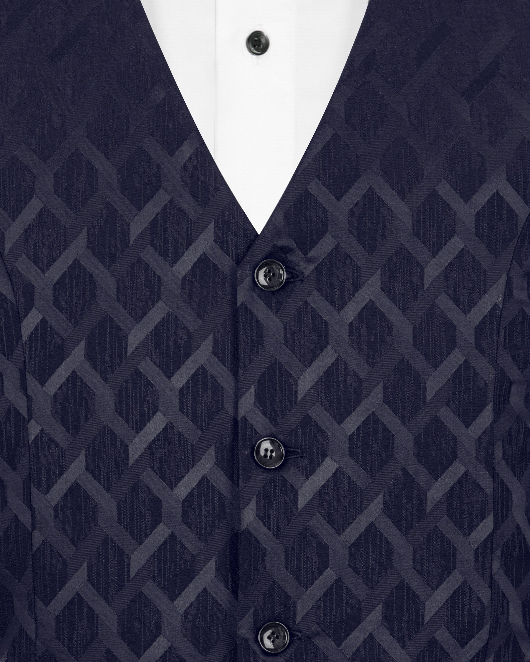 Midnight Express Blue Jacquard Patterned Designer Tuxedo Suit