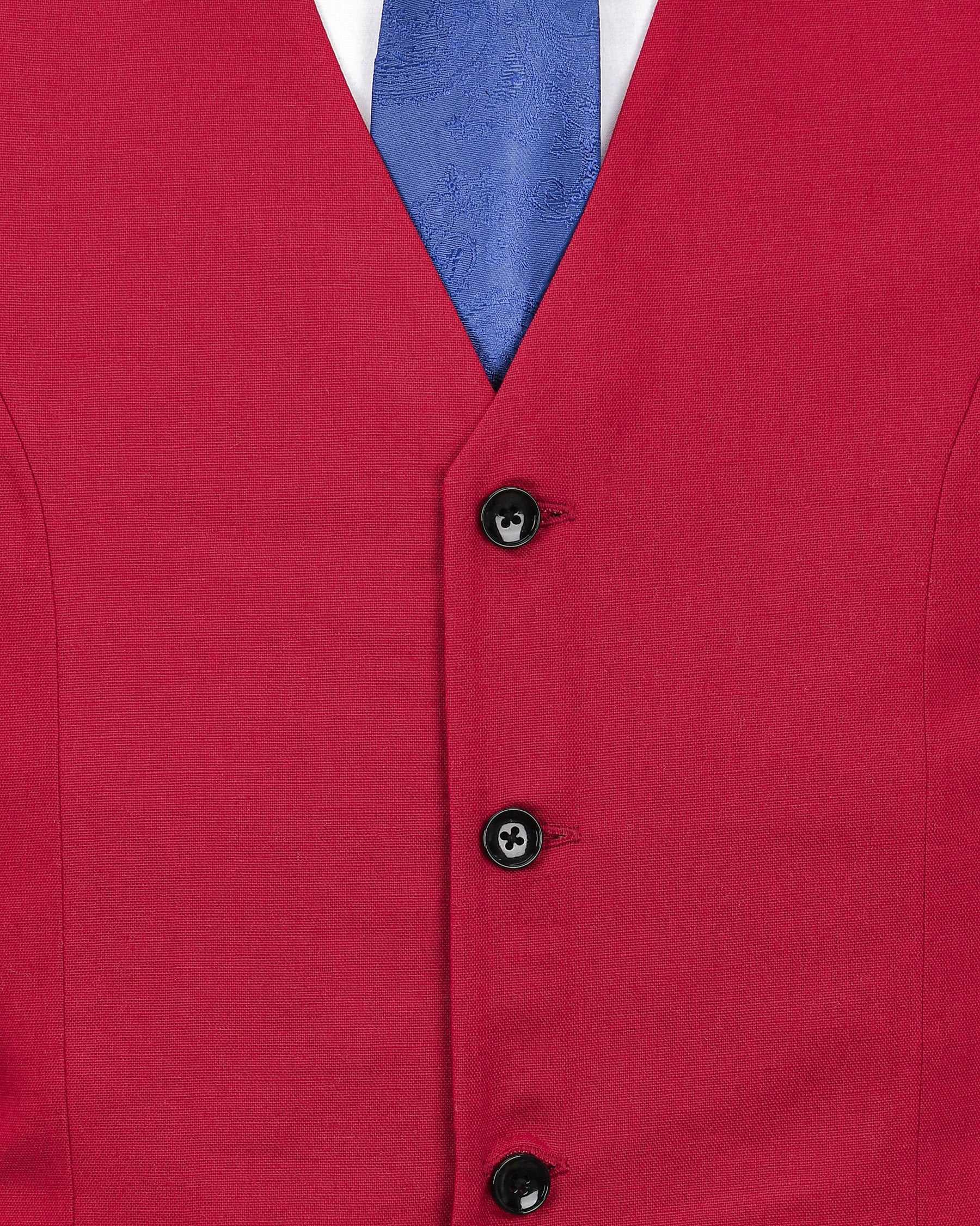 Shiraz Red Luxurious Linen Double-Breasted Sports Suit