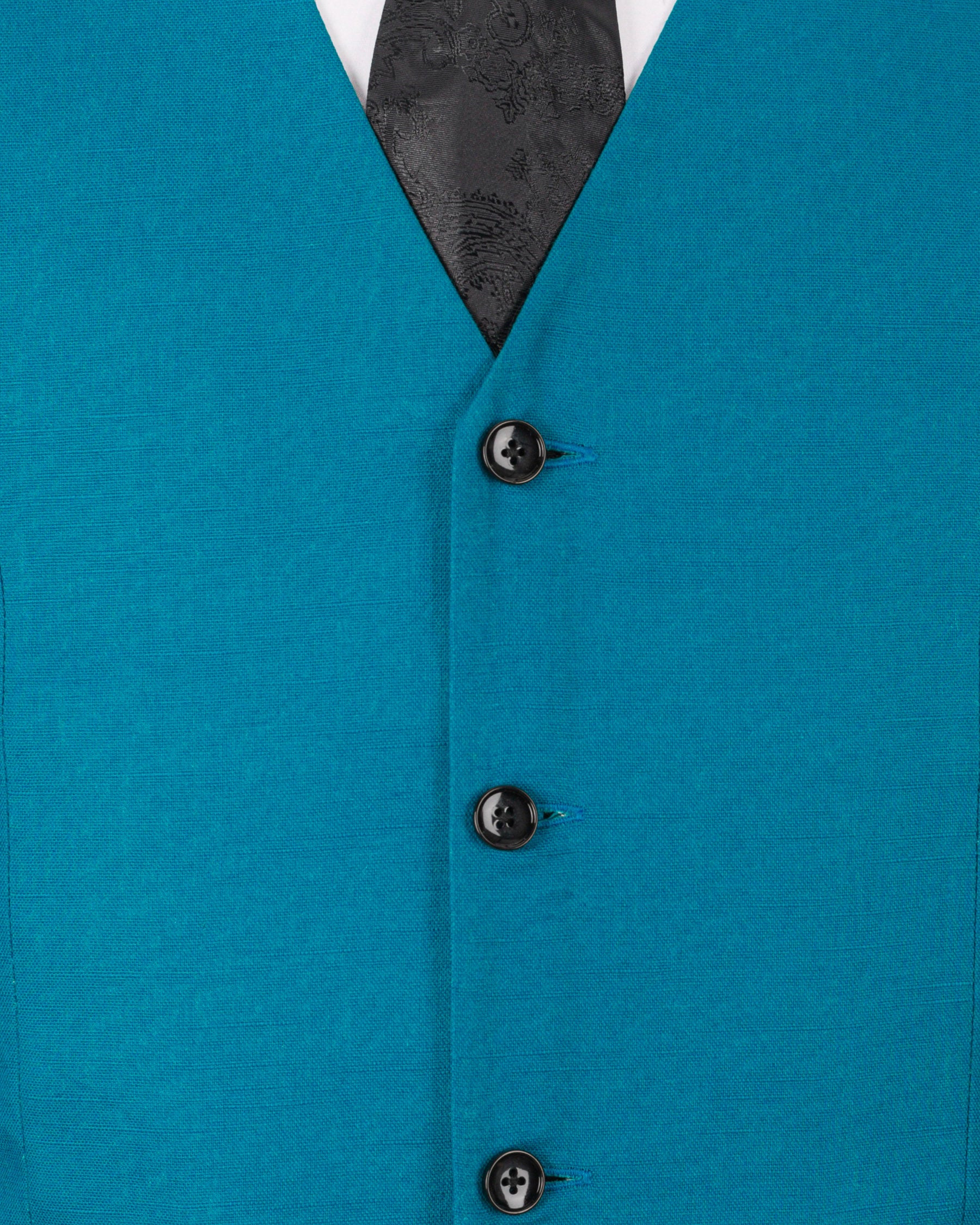 Bahama Blue Luxurious Linen Double-Breasted Sports Suit