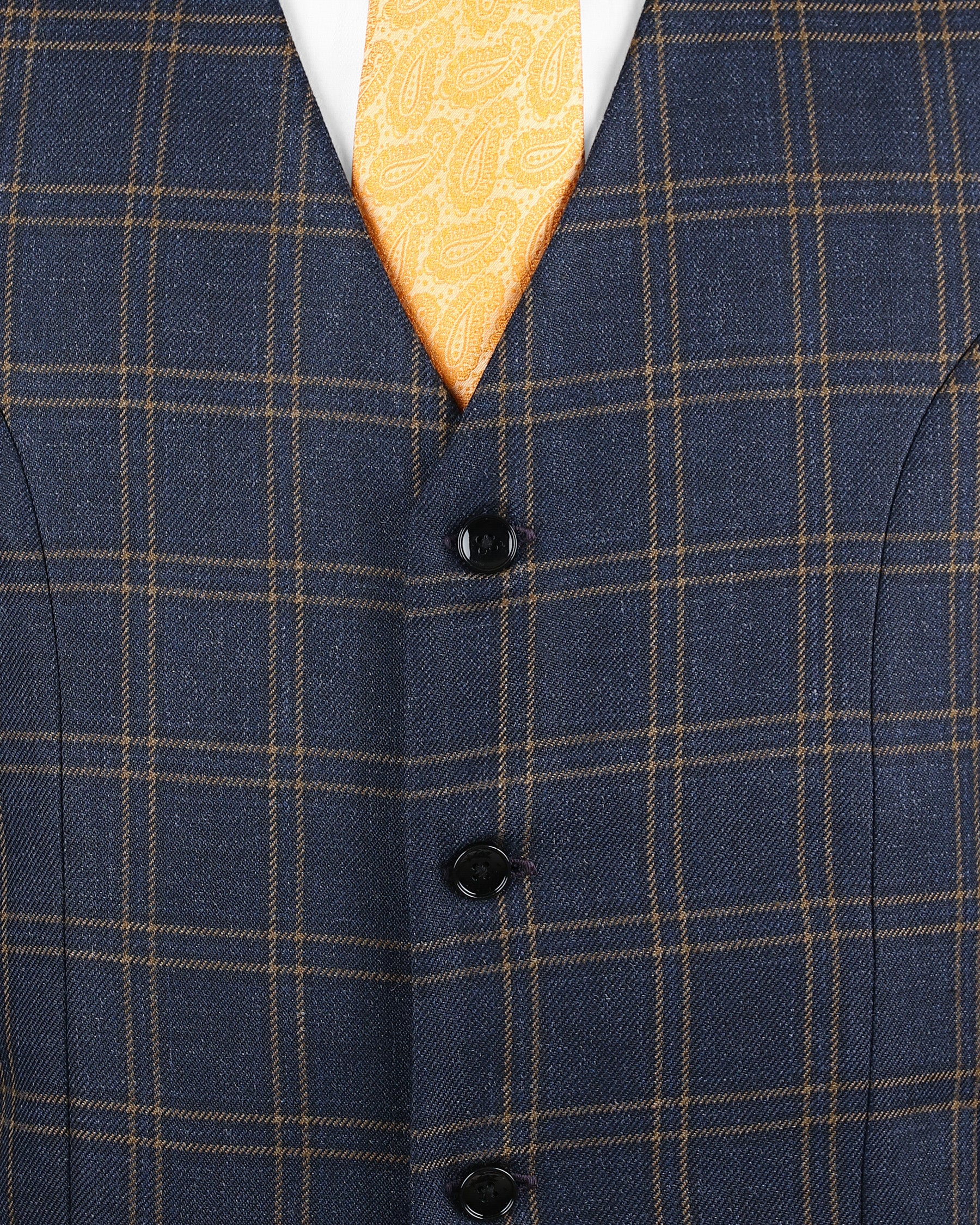 Martinique Blue Wool Rich Double Breasted Windowpane Suit