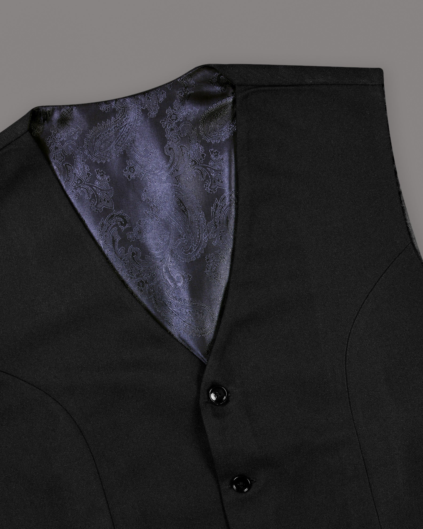 Jade Black Subtle Sheen Wool Rich Double Breasted Suit