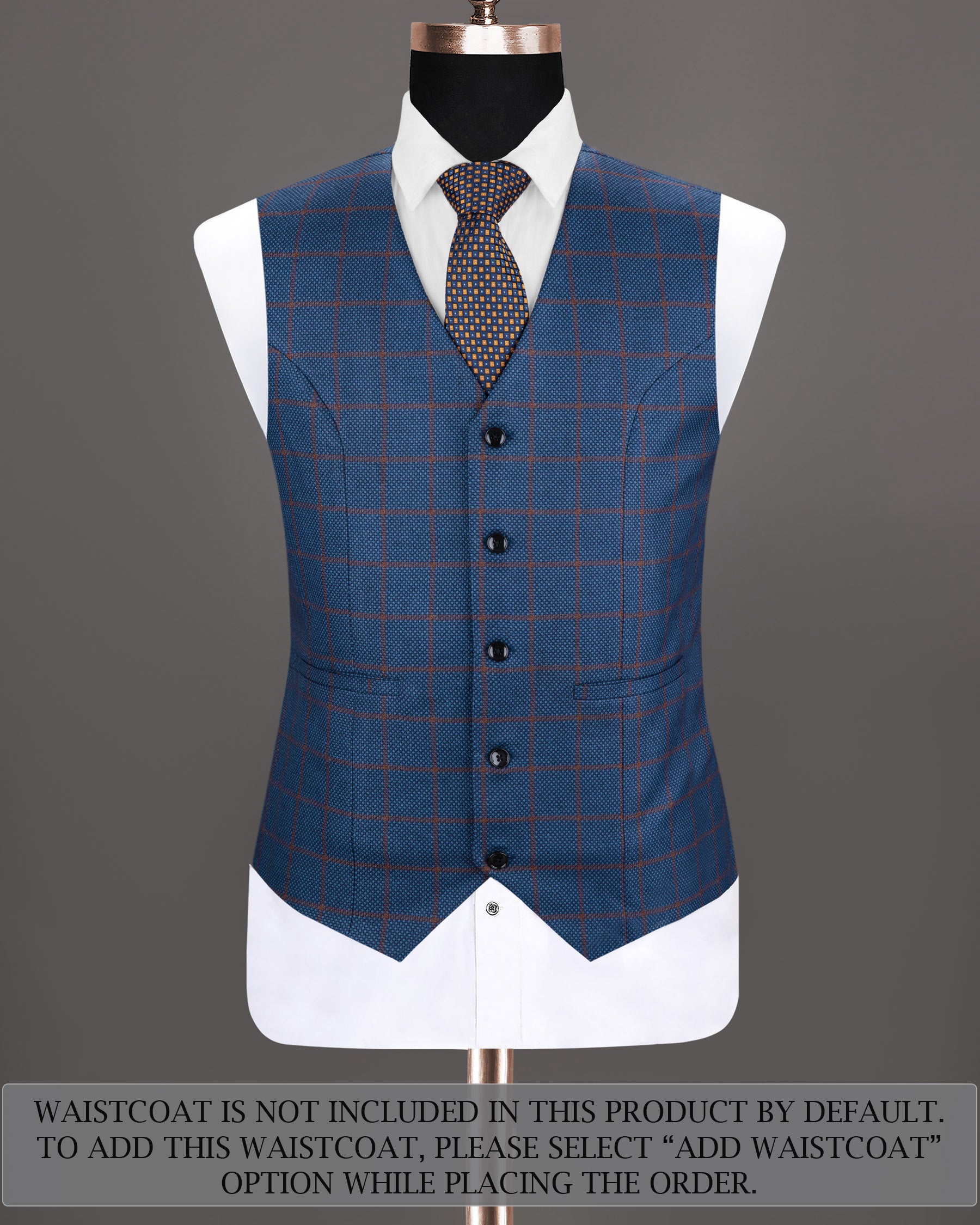 Blue Bayoux Wool rich Windowpane Double Breasted Suit