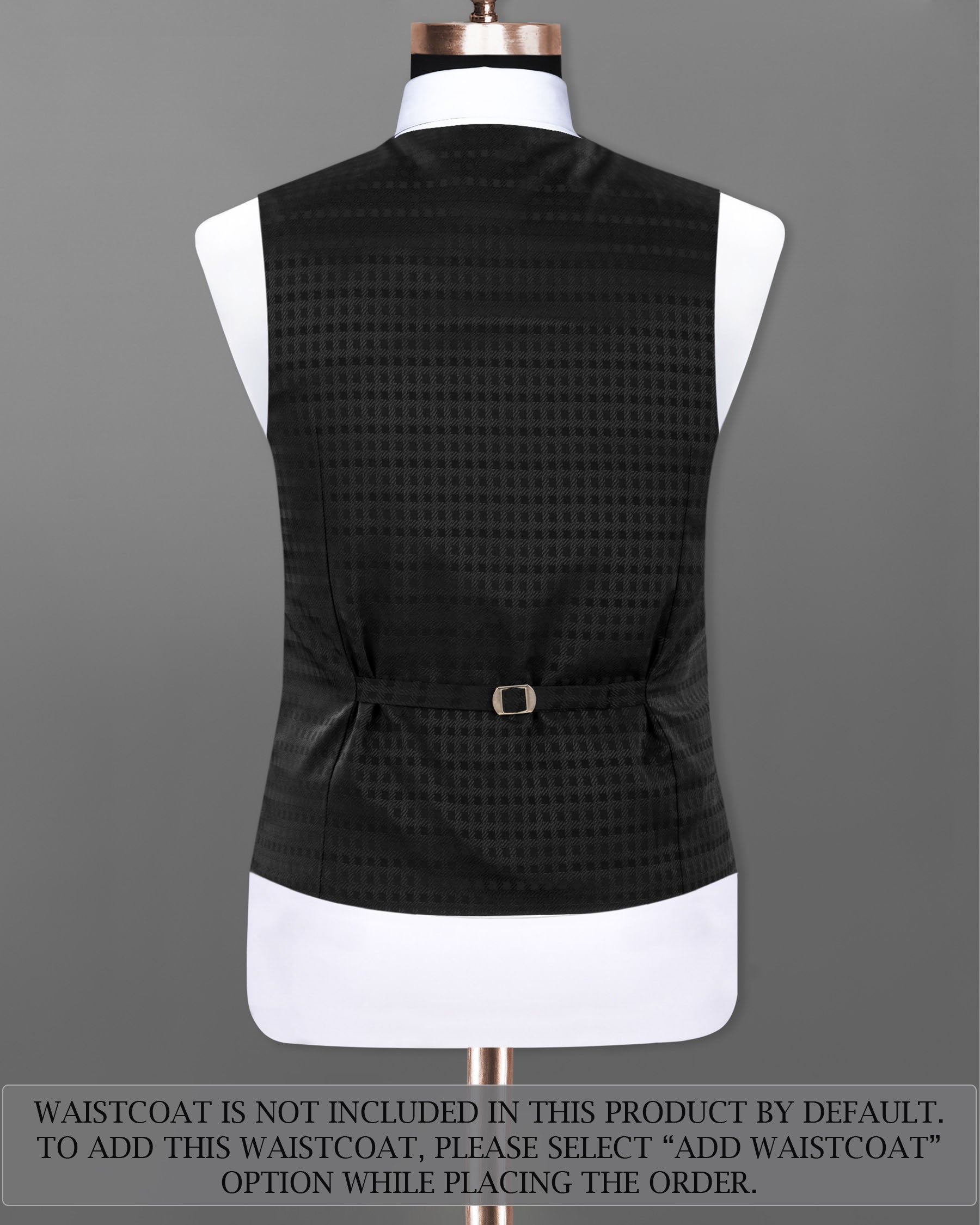 Jade Black Box Patterned Wool Rich Bandhgala/Mandarin Suit