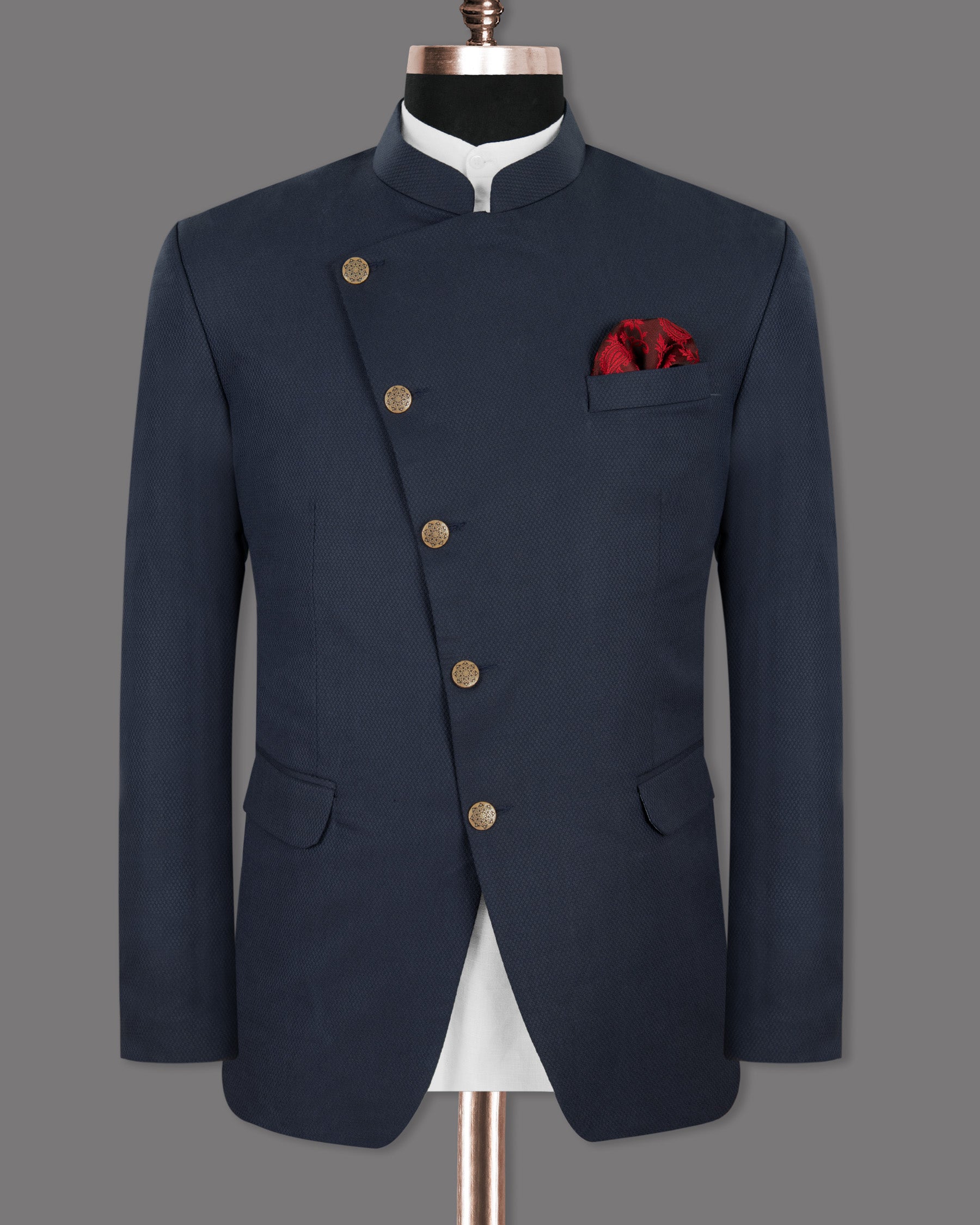 Royal STue Wool Rich Cross Buttoned Bandhgala/Mandarin Suit ST1254-CBG-36, ST1254-CBG-38, ST1254-CBG-40, ST1254-CBG-42, ST1254-CBG-44, ST1254-CBG-46, ST1254-CBG-48, ST1254-CBG-50, ST1254-CBG-52, ST1254-CBG-54, ST1254-CBG-56, ST1254-CBG-58, ST1254-CBG-60