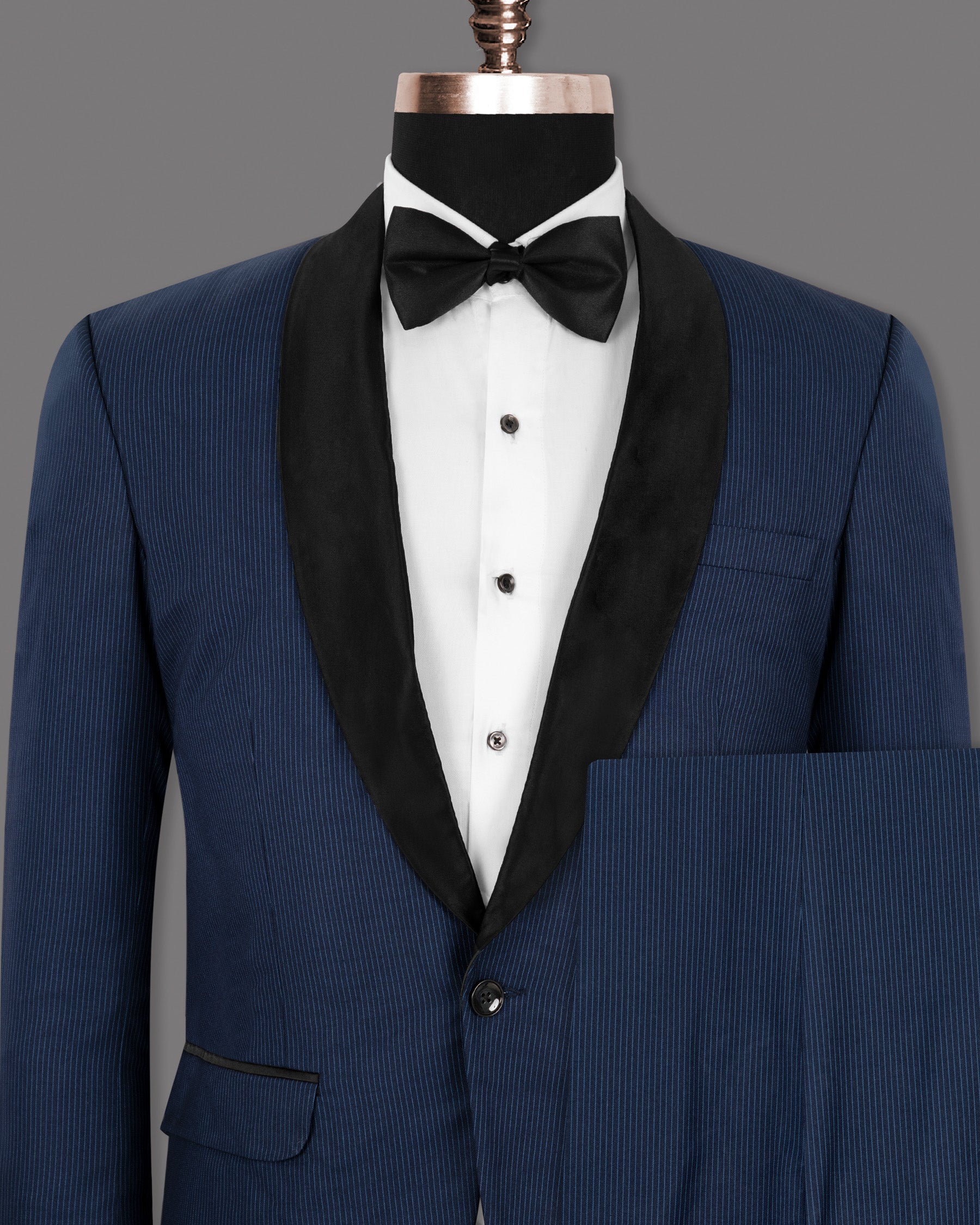 Midnight and Chambray STue Striped Woolrich Tuxedo Suit ST1272-BKL-36, ST1272-BKL-38, ST1272-BKL-40, ST1272-BKL-42, ST1272-BKL-44, ST1272-BKL-46, ST1272-BKL-48, ST1272-BKL-50, ST1272-BKL-52, ST1272-BKL-54, ST1272-BKL-56, ST1272-BKL-58, ST1272-BKL-60