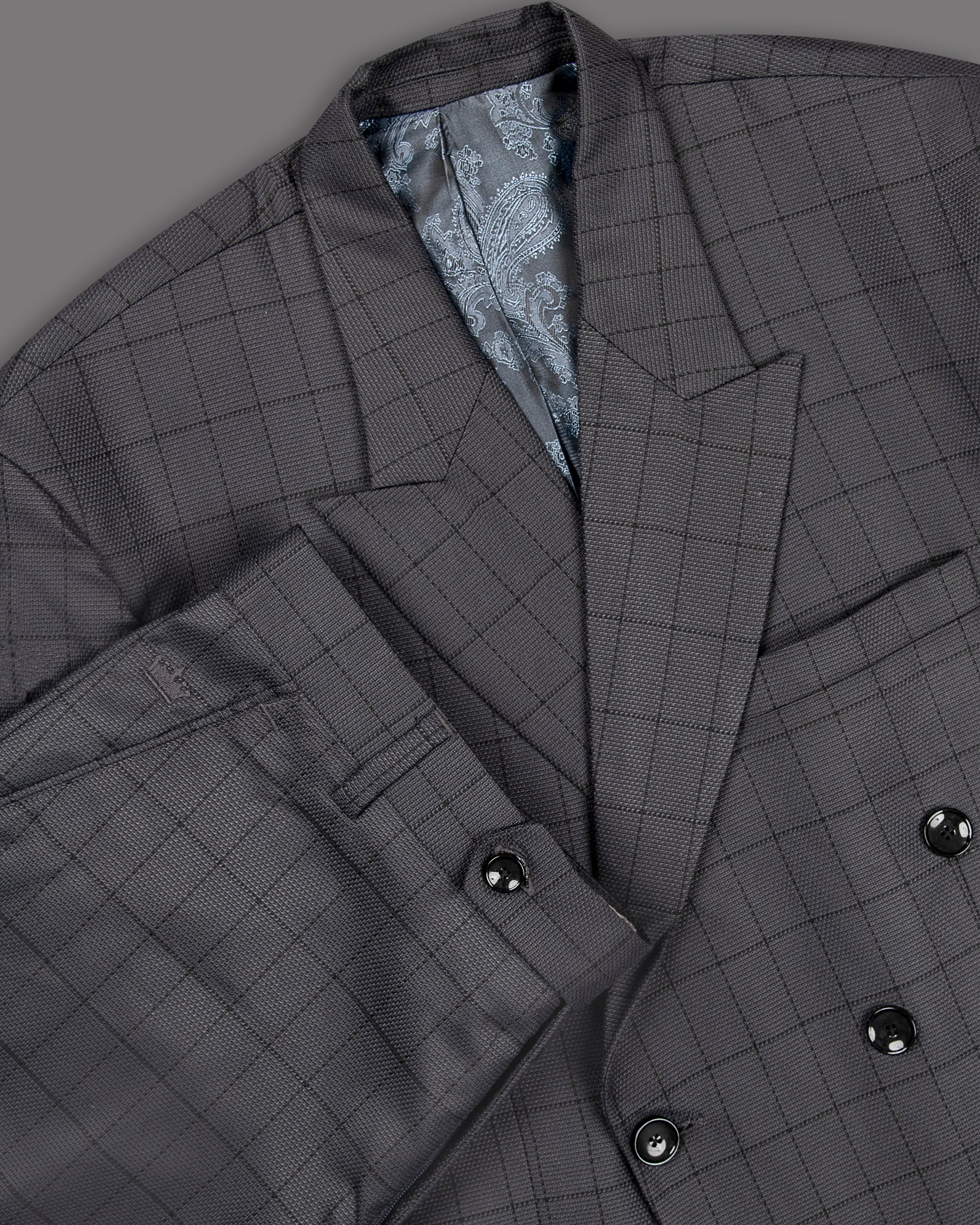 Fuscous Gray Windowpane Wool Rich Suit ST1282-DB-46, ST1282-DB-48, ST1282-DB-50, ST1282-DB-36, ST1282-DB-52, ST1282-DB-38, ST1282-DB-40, ST1282-DB-42, ST1282-DB-44, ST1282-DB-54, ST1282-DB-56, ST1282-DB-58, ST1282-DB-60