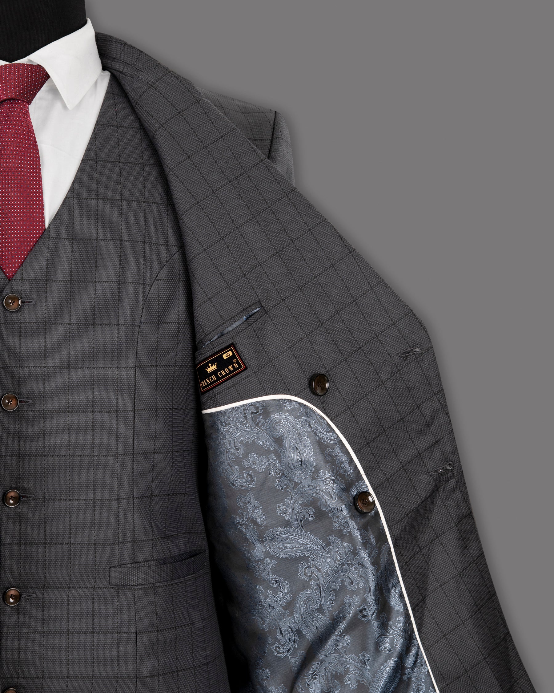 Fuscous Gray Windowpane Wool Rich Suit ST1282-DB-46, ST1282-DB-48, ST1282-DB-50, ST1282-DB-36, ST1282-DB-52, ST1282-DB-38, ST1282-DB-40, ST1282-DB-42, ST1282-DB-44, ST1282-DB-54, ST1282-DB-56, ST1282-DB-58, ST1282-DB-60