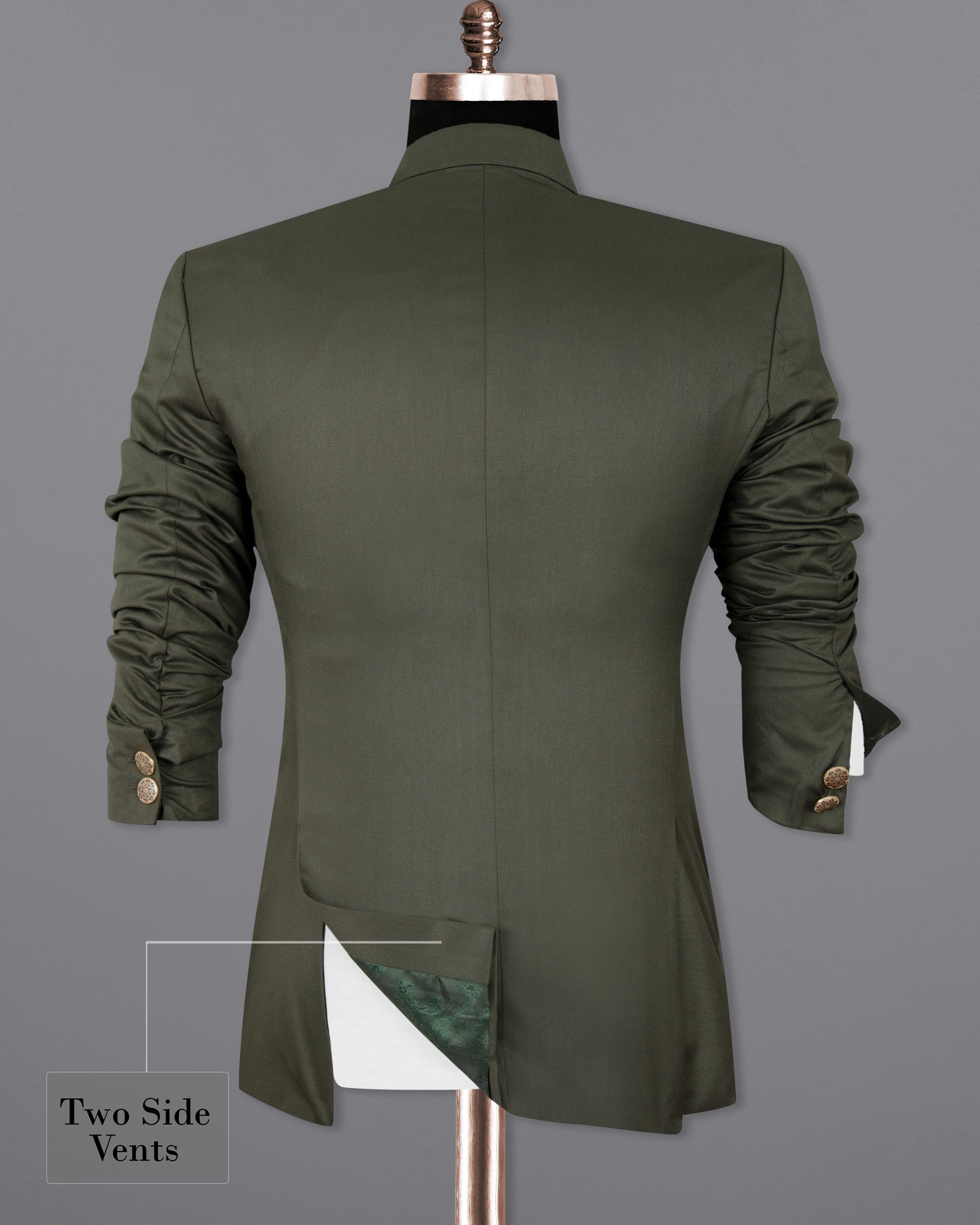 Millbrook Green Cross Buttoned Bandhgala/Mandarin Premium Cotton Suit ST1297-CBG-36, ST1297-CBG-38, ST1297-CBG-40, ST1297-CBG-42, ST1297-CBG-44, ST1297-CBG-46, ST1297-CBG-48, ST1297-CBG-50, ST1297-CBG-52, ST1297-CBG-54, ST1297-CBG-56, ST1297-CBG-58, ST1297-CBG-60