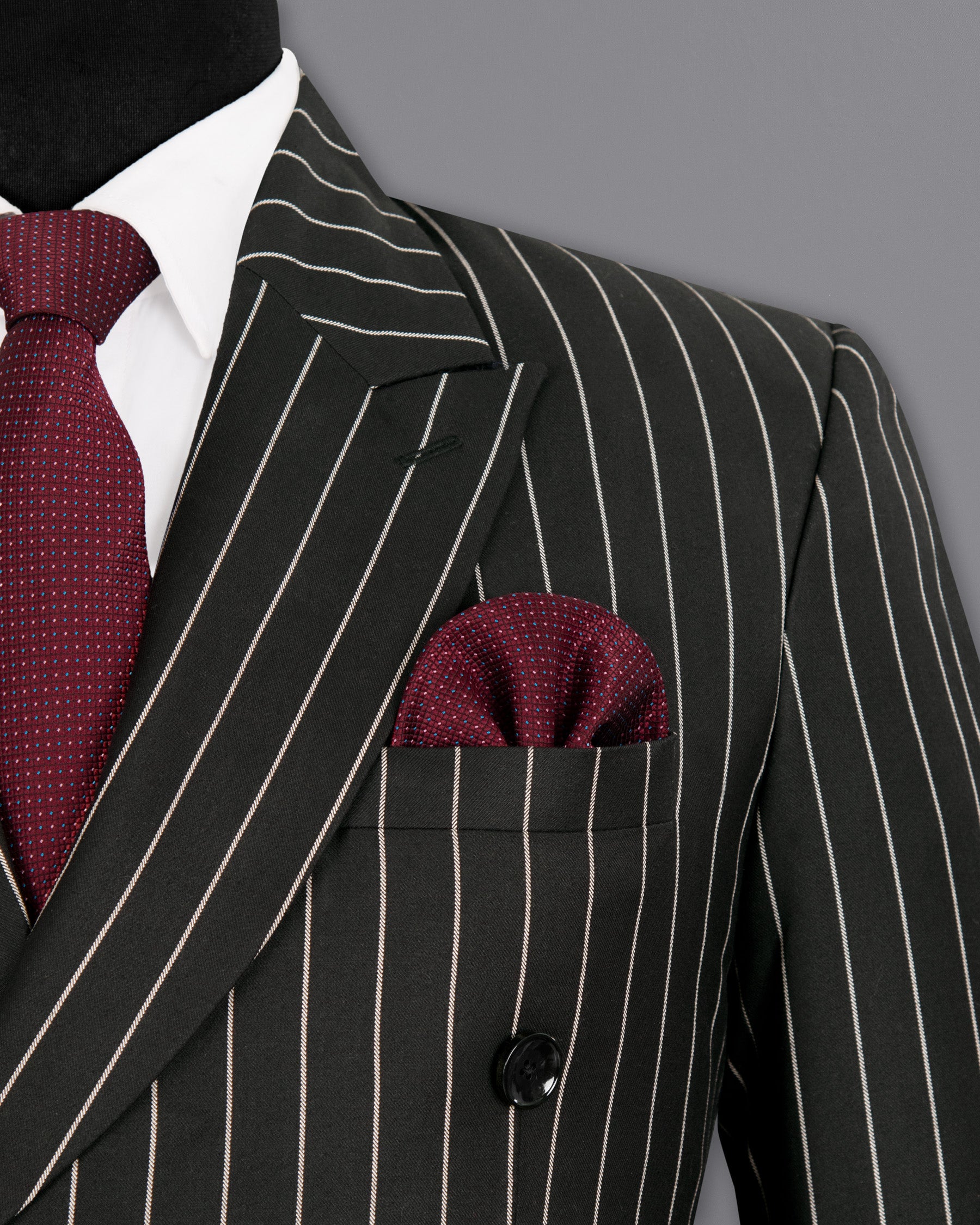 Zeus STack with White Stripes DouSTe Breasted Wool Rich Suit ST1304-DB-36, ST1304-DB-38, ST1304-DB-40, ST1304-DB-42, ST1304-DB-44, ST1304-DB-46, ST1304-DB-48, ST1304-DB-50, ST1304-DB-52, ST1304-DB-54, ST1304-DB-56, ST1304-DB-58, ST1304-DB-60