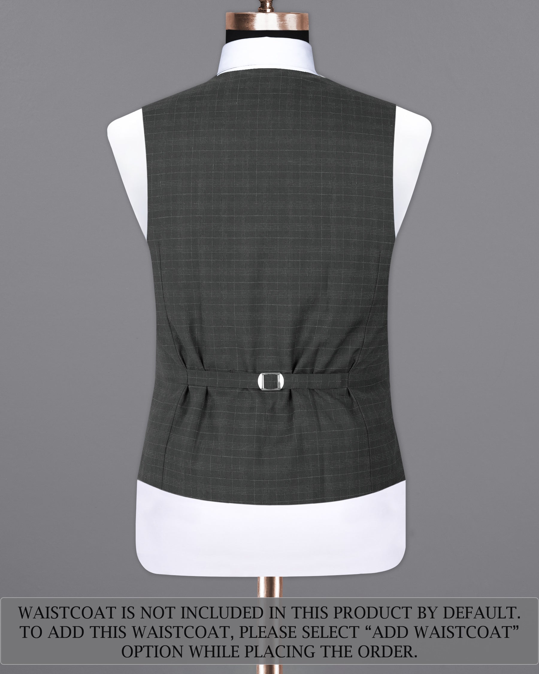 Tuatara Grey Windowpane Cross Placket Bandhgala Wool Rich Suit