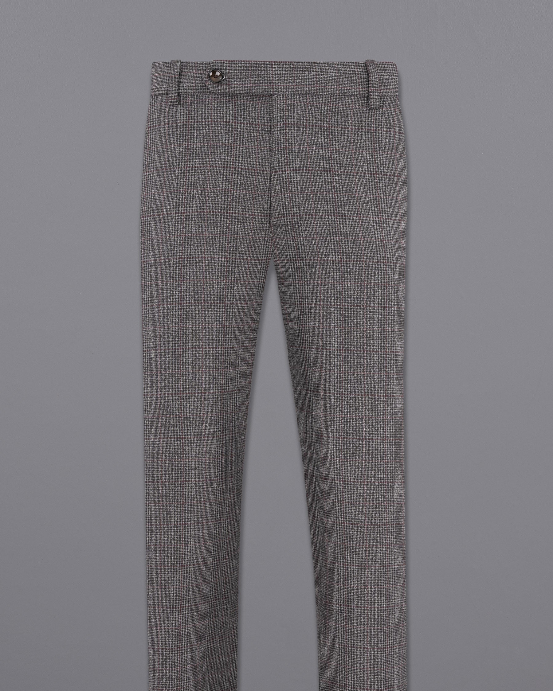 Scorpion Grey Subtle Plaid Double Breasted Wool Rich Suit