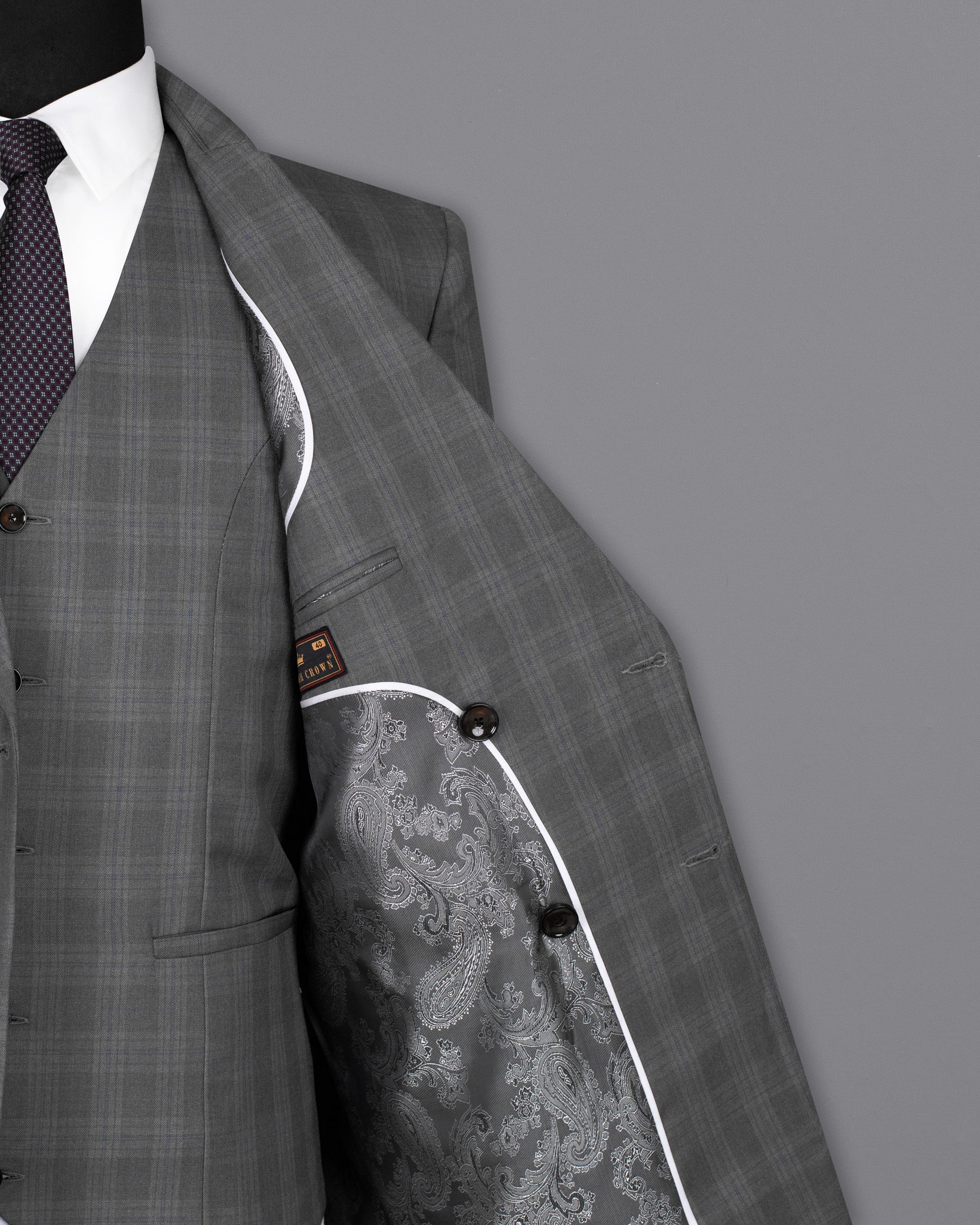 Gravel Grey Subtle Plaid DouSTe-Breasted Wool Rich Suit ST1368-DB-36, ST1368-DB-38, ST1368-DB-40, ST1368-DB-42, ST1368-DB-44, ST1368-DB-46, ST1368-DB-48, ST1368-DB-50, ST1368-DB-52, ST1368-DB-54, ST1368-DB-56, ST1368-DB-58, ST1368-DB-60