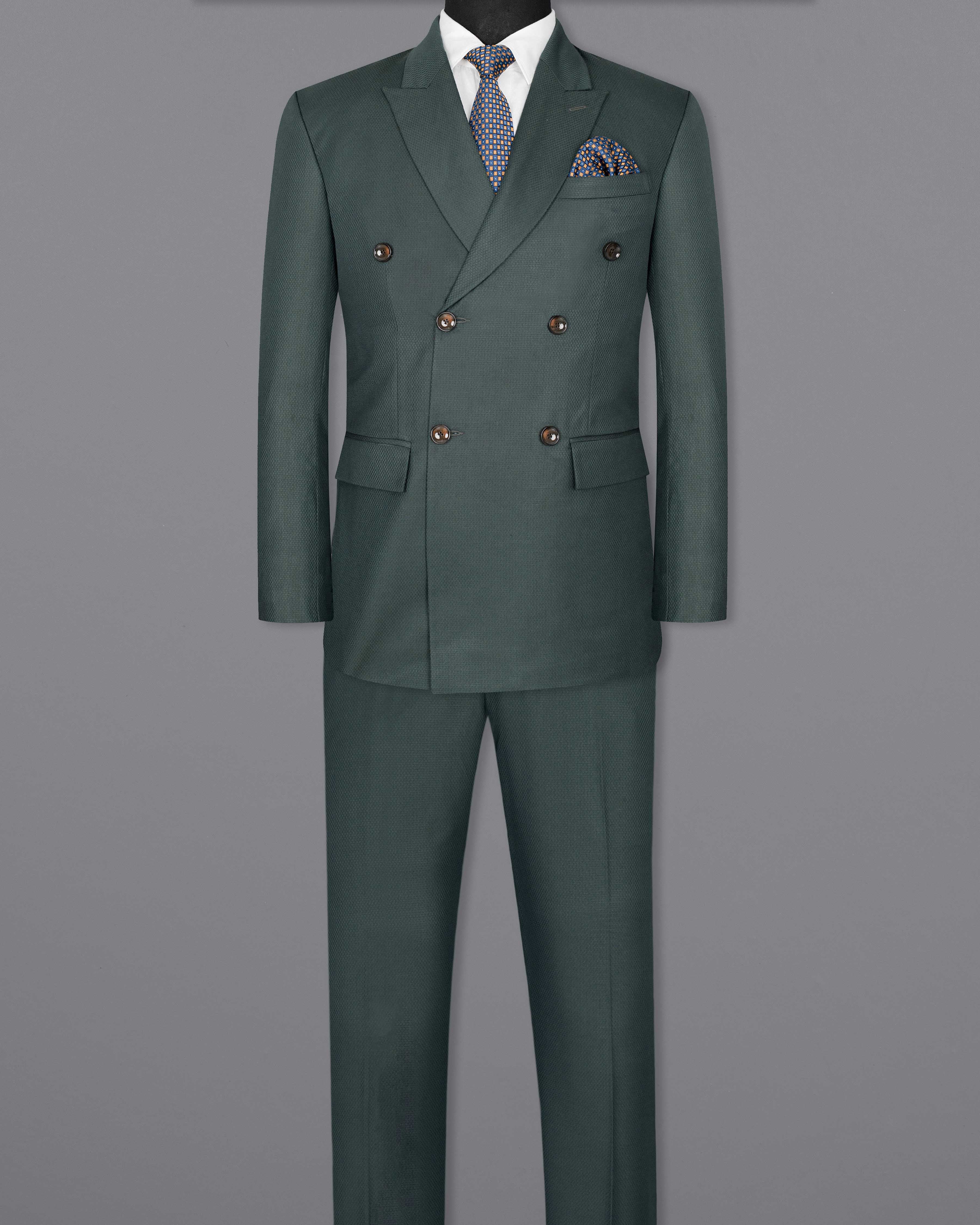 Firefly Green DouSTe-Breasted Wool Rich Suit ST1369-DB-36, ST1369-DB-38, ST1369-DB-40, ST1369-DB-42, ST1369-DB-44, ST1369-DB-46, ST1369-DB-48, ST1369-DB-50, ST1369-DB-52, ST1369-DB-54, ST1369-DB-56, ST1369-DB-58, ST1369-DB-60