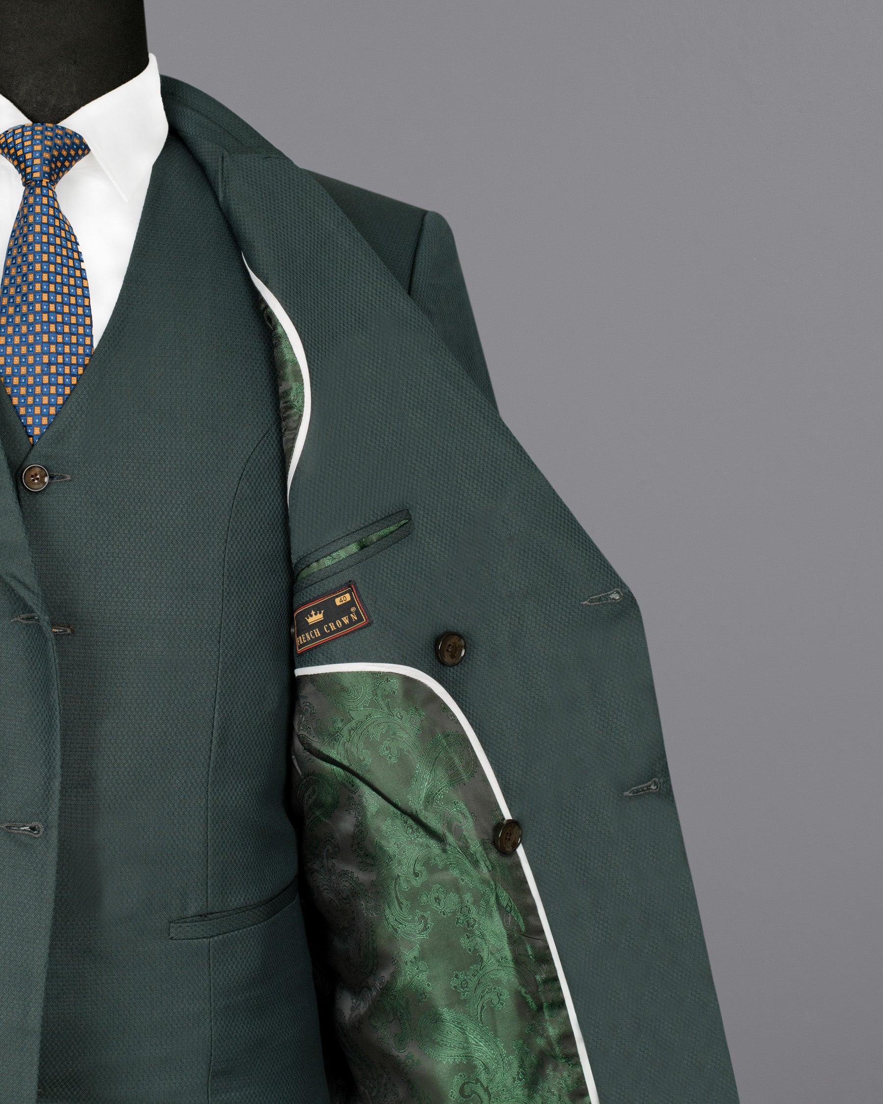 Firefly Green DouSTe-Breasted Wool Rich Suit ST1369-DB-36, ST1369-DB-38, ST1369-DB-40, ST1369-DB-42, ST1369-DB-44, ST1369-DB-46, ST1369-DB-48, ST1369-DB-50, ST1369-DB-52, ST1369-DB-54, ST1369-DB-56, ST1369-DB-58, ST1369-DB-60