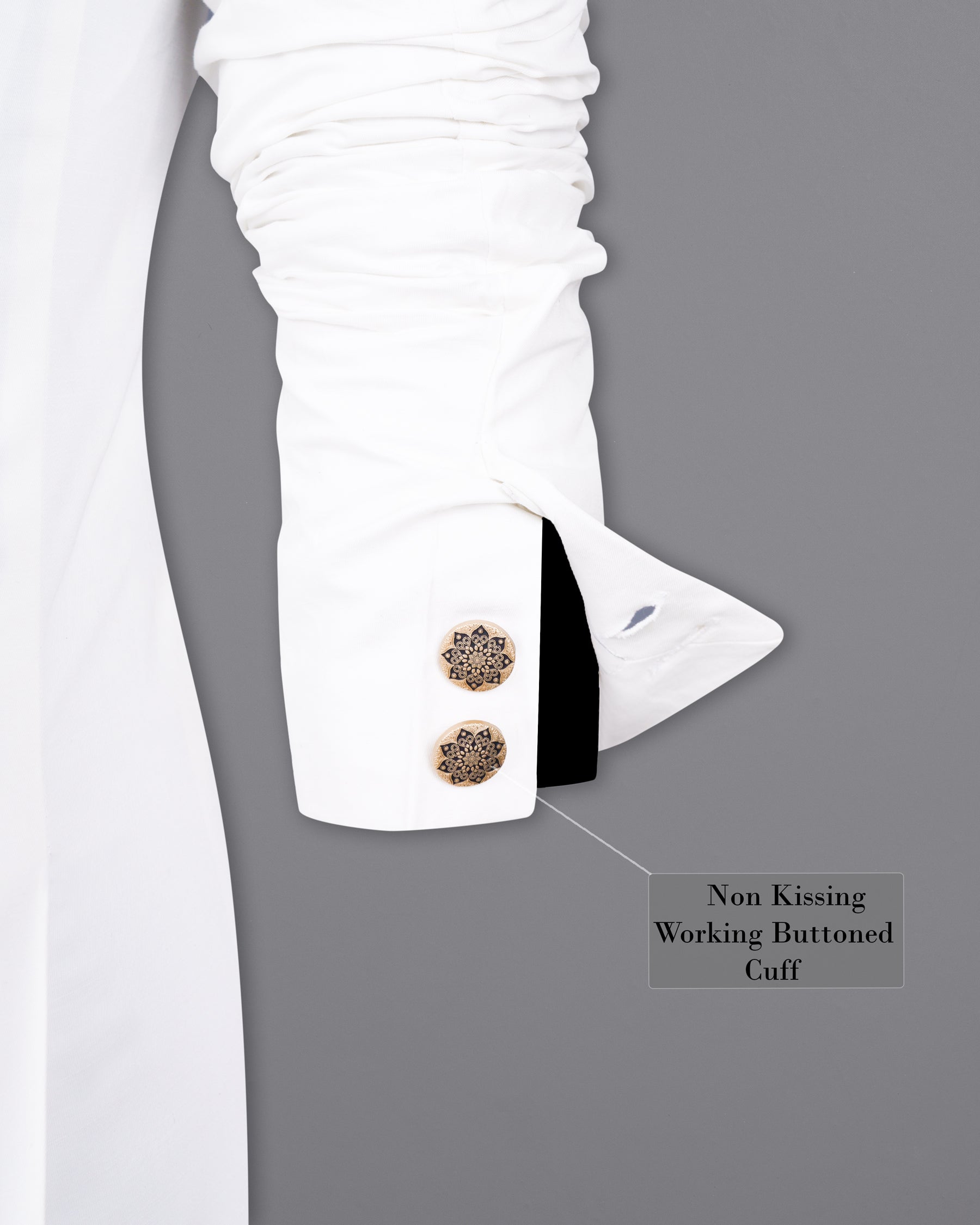 Milky White Cross Placket Bandhgala Premium Cotton Suit