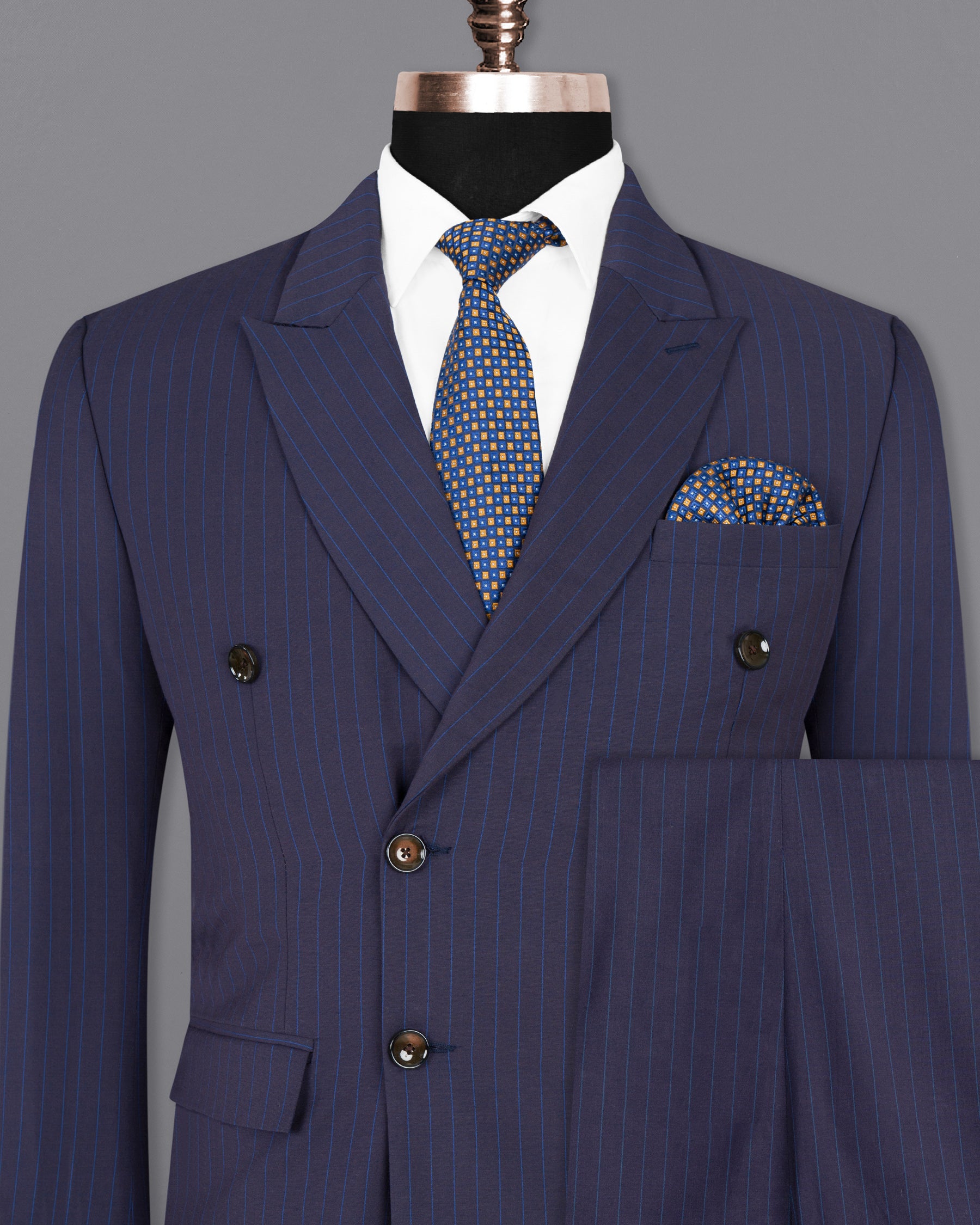 Tuna Blue Striped Double-Breasted Wool Rich Suit ST1388-DB-36, ST1388-DB-38, ST1388-DB-40, ST1388-DB-42, ST1388-DB-44, ST1388-DB-46, ST1388-DB-48, ST1388-DB-50, ST1388-DB-52, ST1388-DB-54, ST1388-DB-56, ST1388-DB-58, ST1388-DB-60