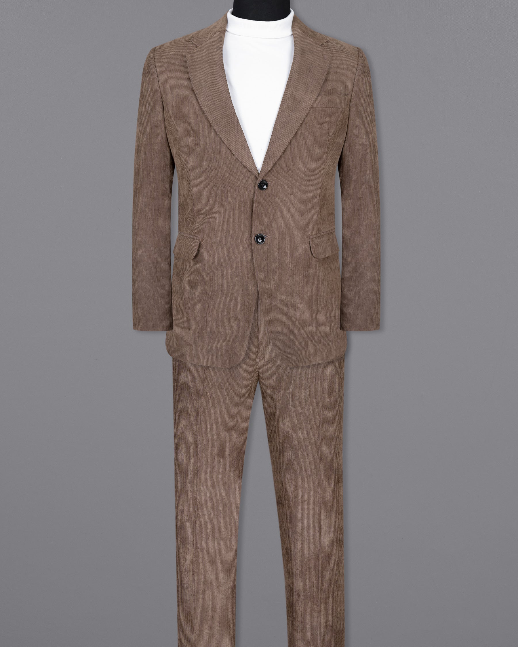 Sandstone Brown Striped Corduroy Premium Cotton Suit ST1389-SB-36, ST1389-SB-38, ST1389-SB-40, ST1389-SB-42, ST1389-SB-44, ST1389-SB-46, ST1389-SB-48, ST1389-SB-50, ST1389-SB-52, ST1389-SB-54, ST1389-SB-56, ST1389-SB-58, ST1389-SB-60