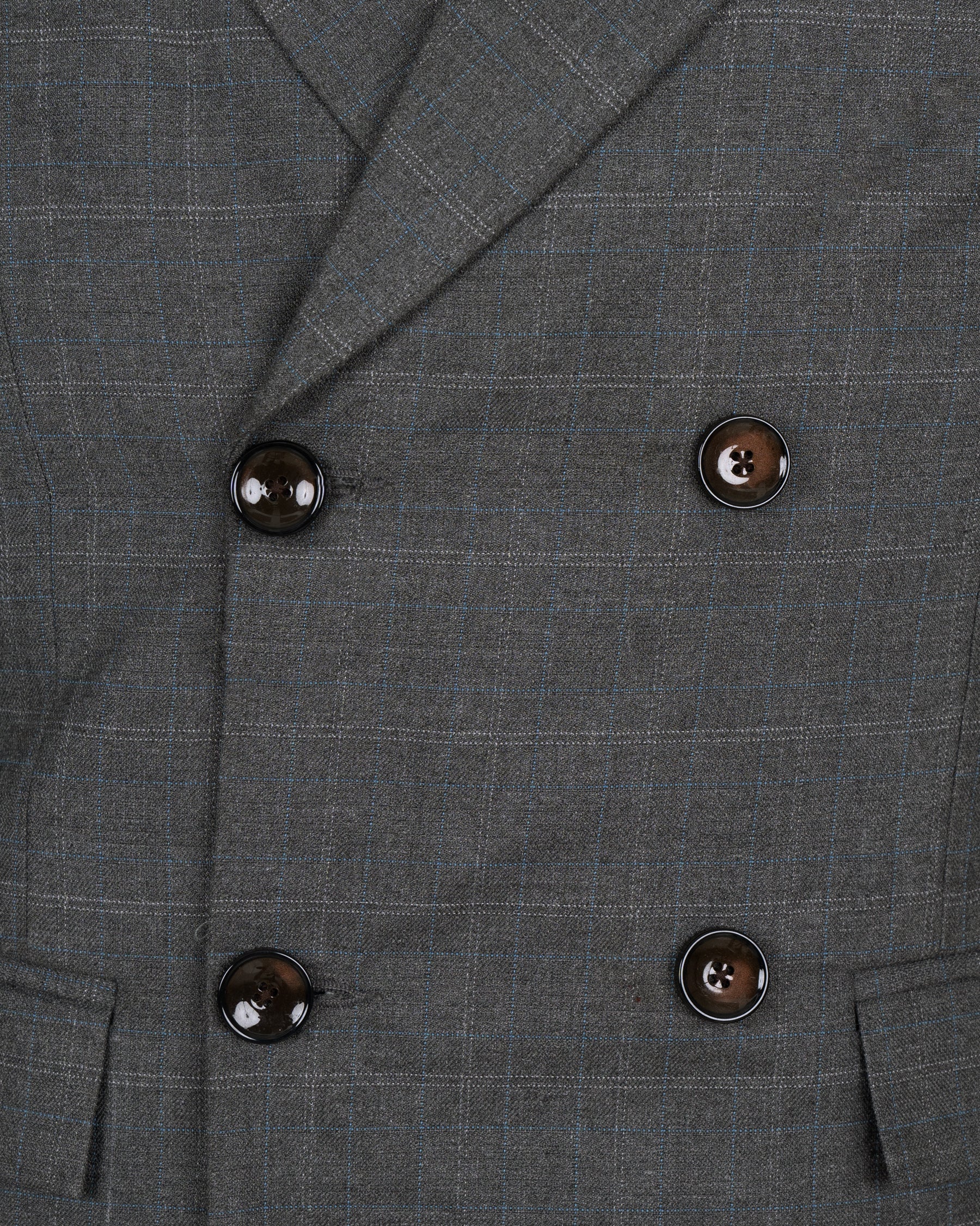 Chicago Grey Subtle Plaid Double Breasted Wool Rich Suit