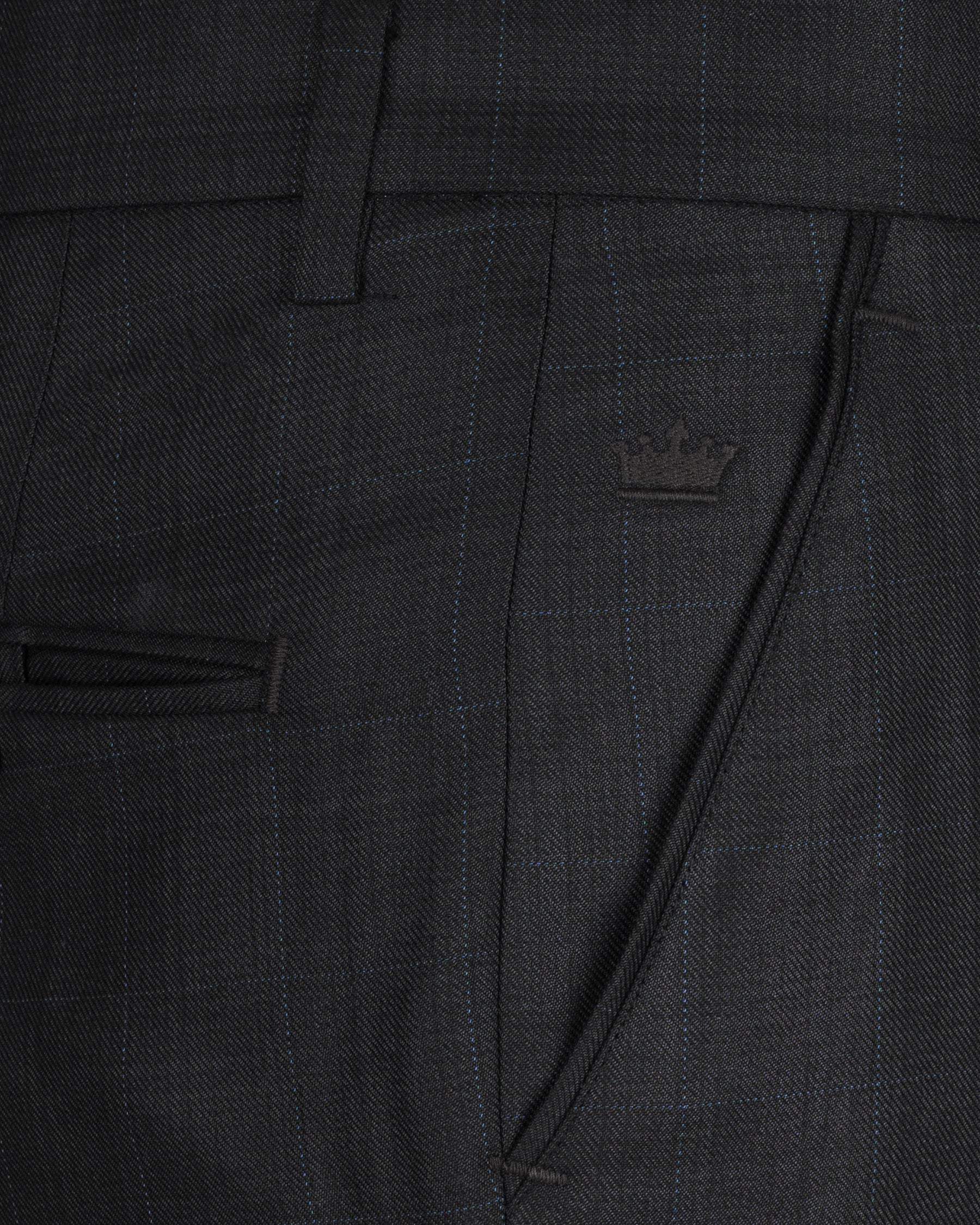 Log Cabin Black Subtle Plaid Wool Rich Suit