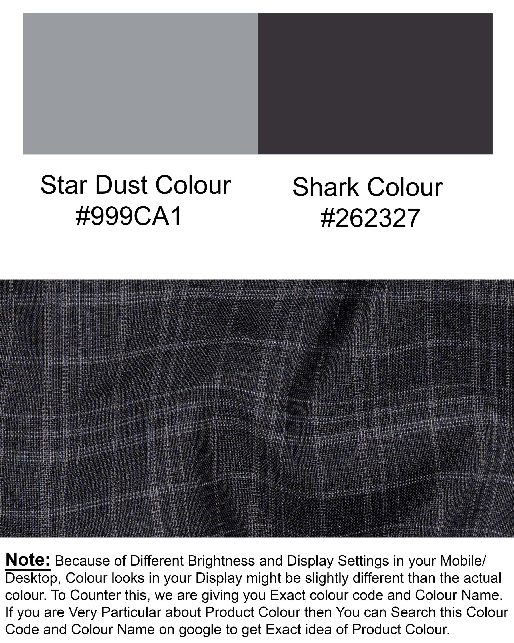 Star Dust and Shark Grey Plaid Cross Button Bandhgala Wool rich Suit ST1408-CBG-36, ST1408-CBG-38, ST1408-CBG-40, ST1408-CBG-42, ST1408-CBG-44, ST1408-CBG-46, ST1408-CBG-48, ST1408-CBG-50, ST1408-CBG-52, ST1408-CBG-54, ST1408-CBG-56, ST1408-CBG-58, ST1408-CBG-60