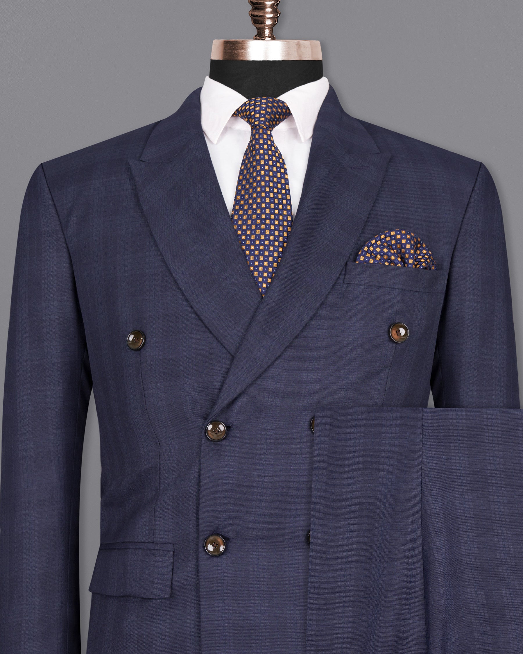 Martinique Blue Wool Rich Plaid Double Breasted Suit ST1415-DB-36, ST1415-DB-38, ST1415-DB-40, ST1415-DB-42, ST1415-DB-44, ST1415-DB-46, ST1415-DB-48, ST1415-DB-50, ST1415-DB-52, ST1415-DB-54, ST1415-DB-56, ST1415-DB-58, ST1415-DB-60