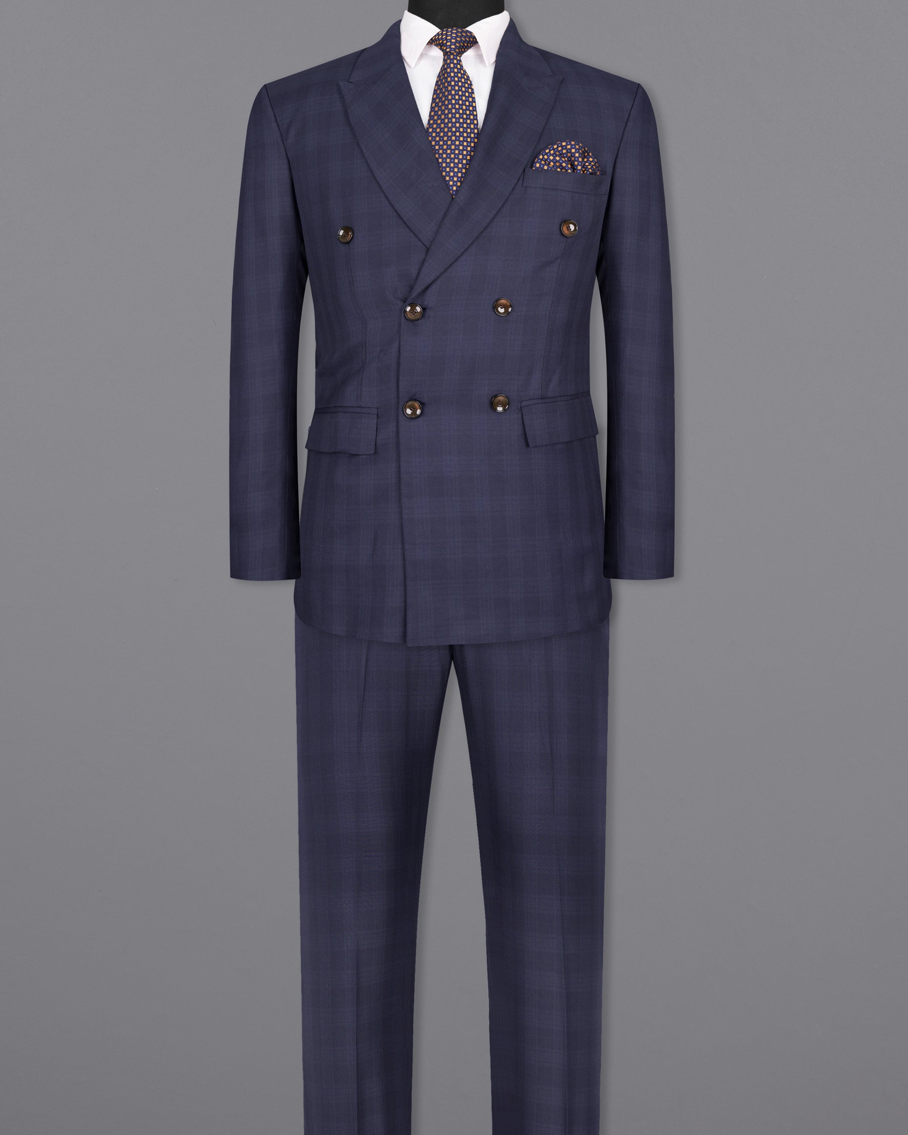 Martinique Blue Wool Rich Plaid Double Breasted Suit ST1415-DB-36, ST1415-DB-38, ST1415-DB-40, ST1415-DB-42, ST1415-DB-44, ST1415-DB-46, ST1415-DB-48, ST1415-DB-50, ST1415-DB-52, ST1415-DB-54, ST1415-DB-56, ST1415-DB-58, ST1415-DB-60