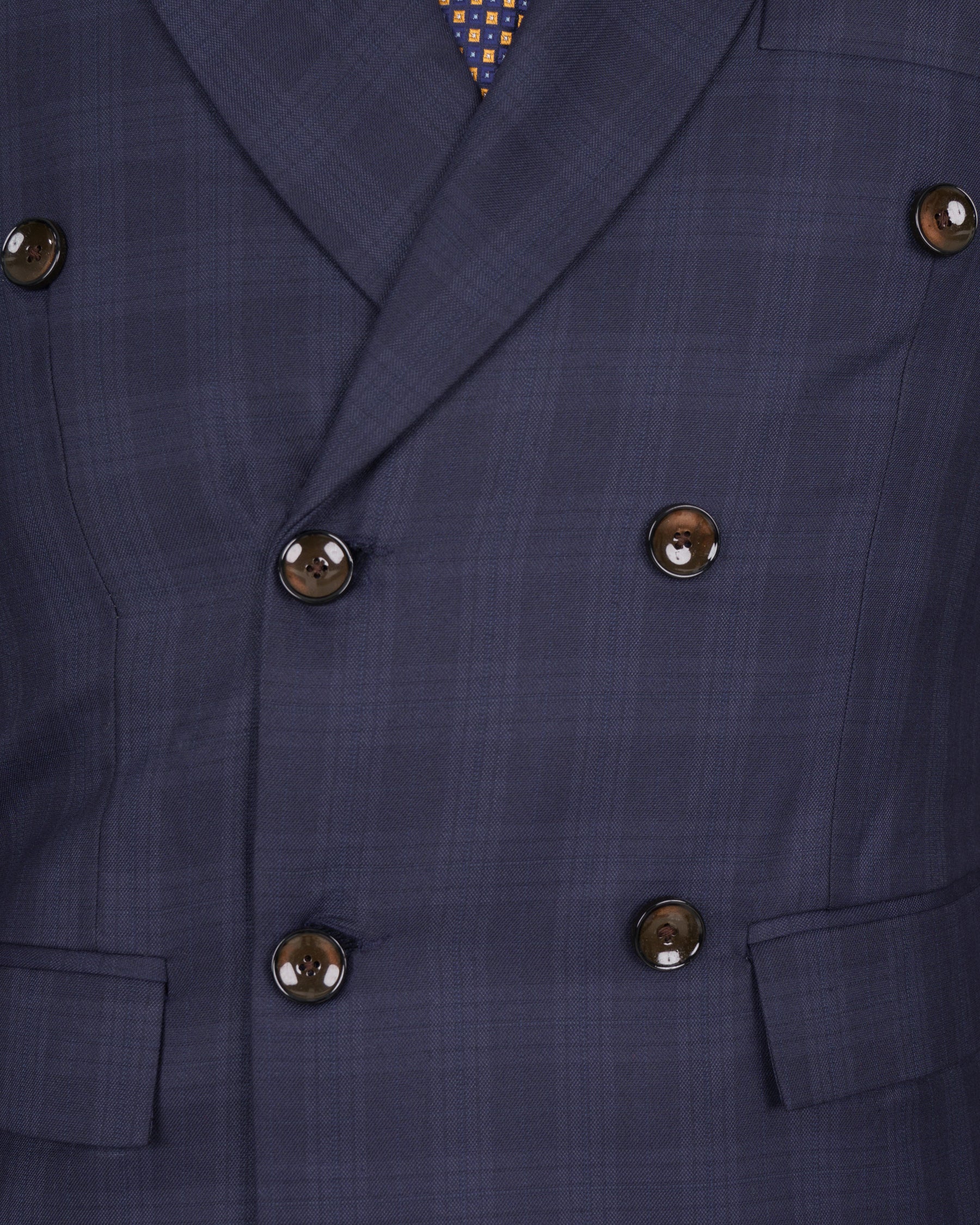 Martinique Blue Wool Rich Plaid Double Breasted Suit