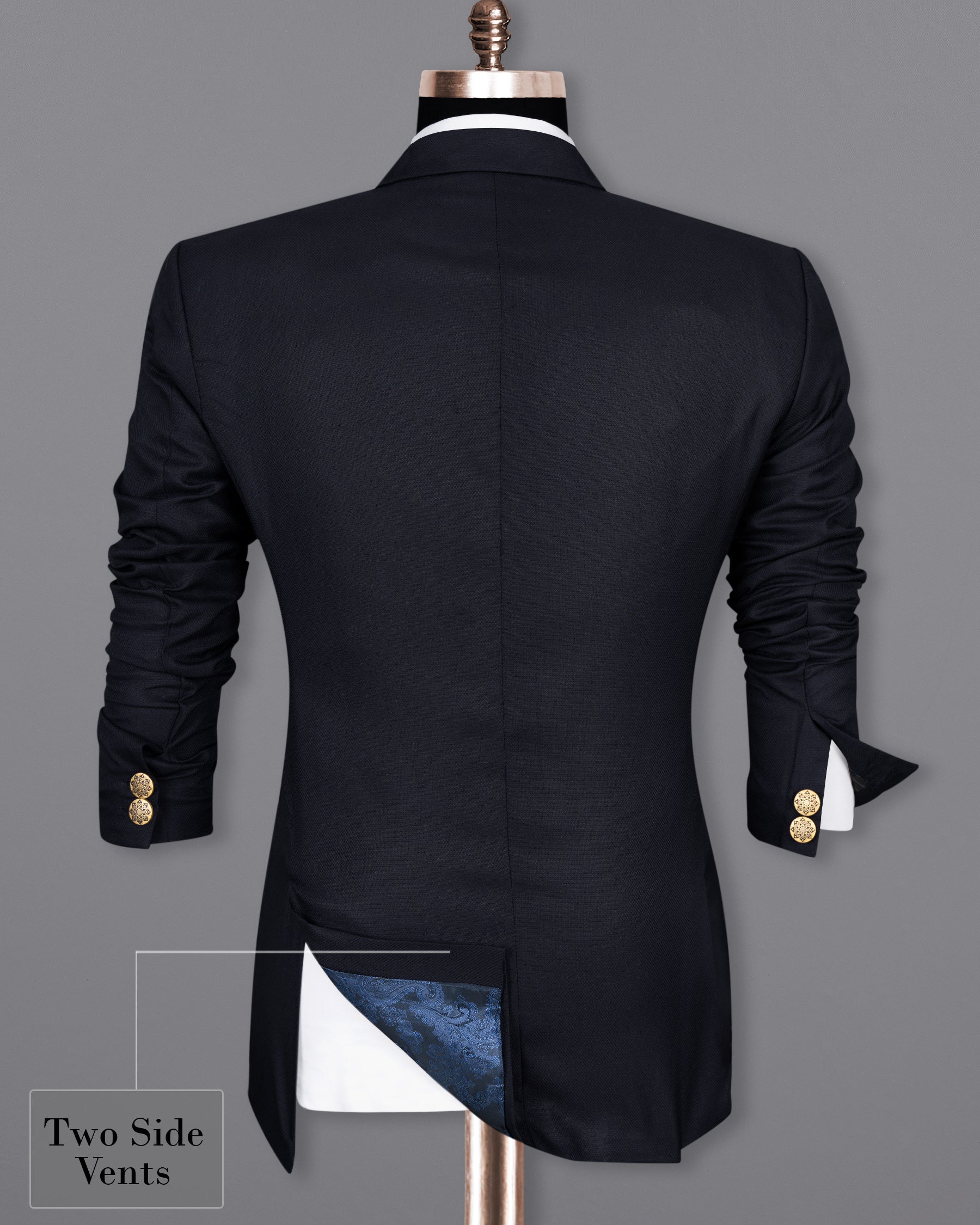 Dark Blue Wool Rich Double Breasted Suit