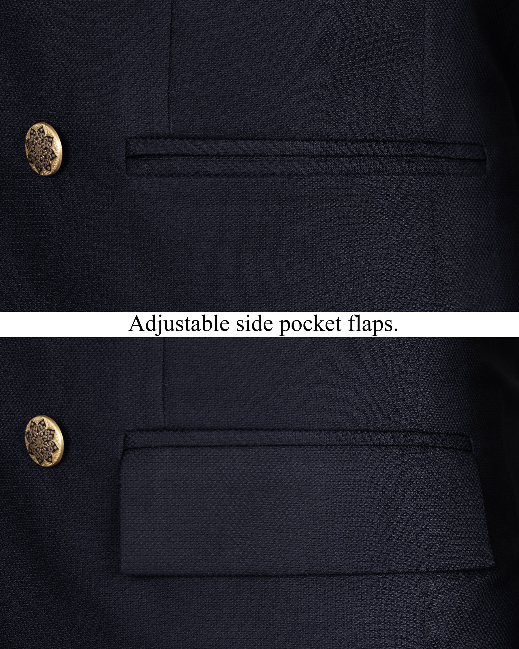 Dark Blue Wool Rich Double Breasted Suit
