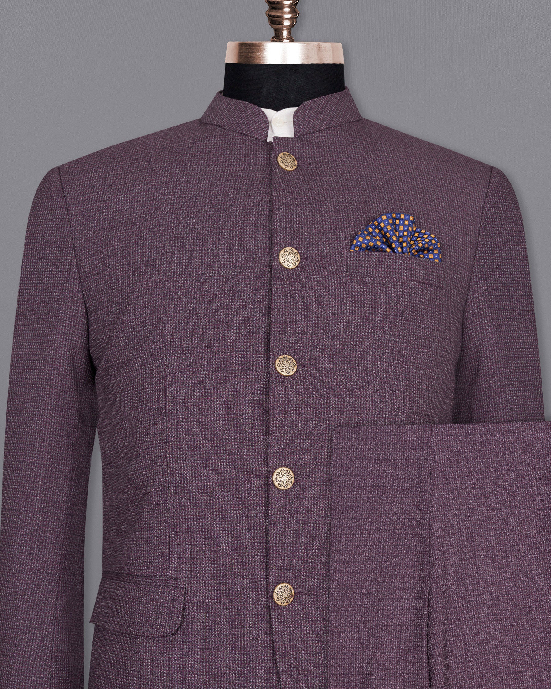 Burgandy with Grey Bandhgala Woolrich Suit ST1432-BG-36,ST1432-BG-38,ST1432-BG-40,ST1432-BG-42,ST1432-BG-44,ST1432-BG-46,ST1432-BG-48,ST1432-BG-50,ST1432-BG-52,ST1432-BG-54,ST1432-BG-56,ST1432-BG-58,ST1432-BG-60