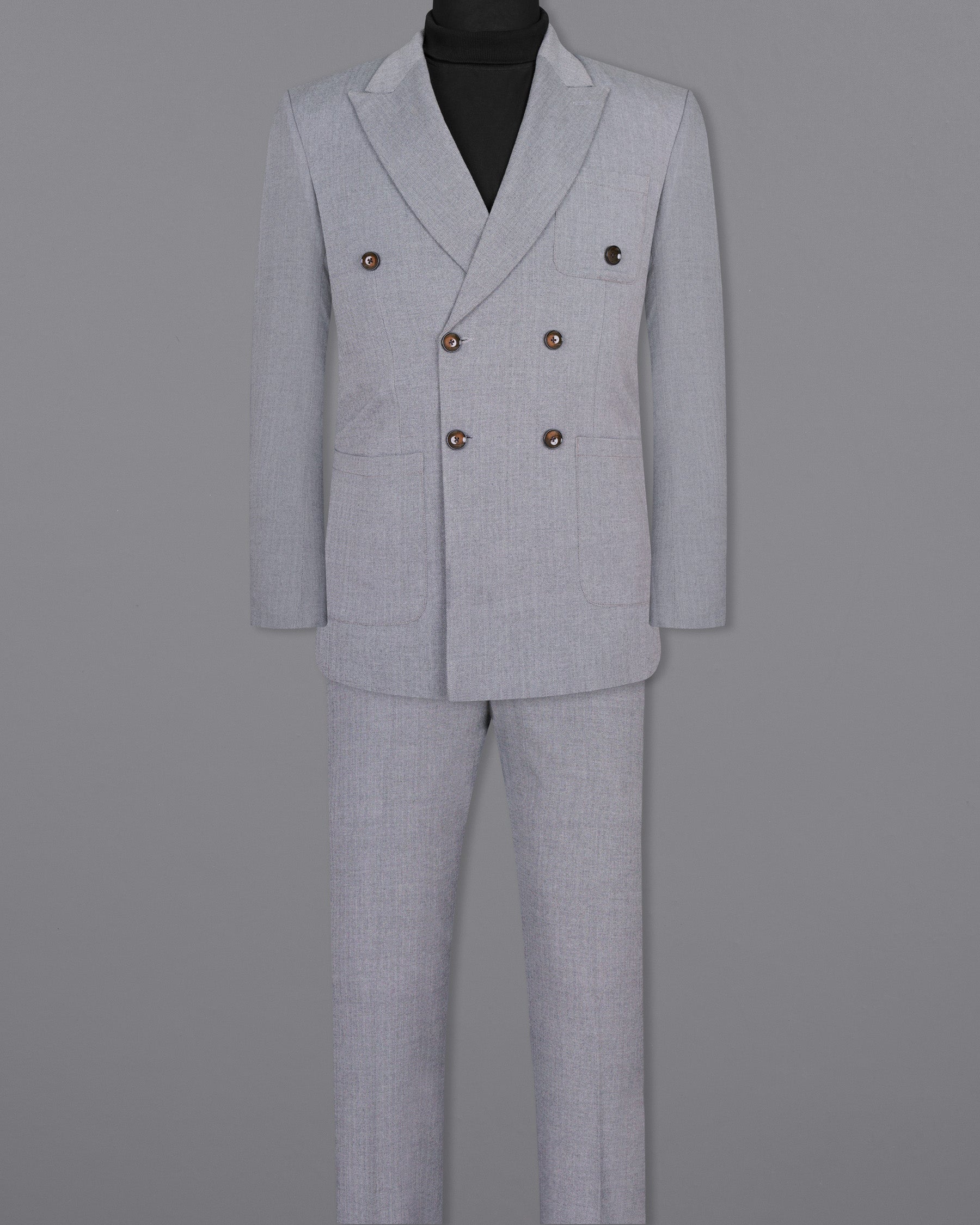 Spun Pearl Grey Herringbone DouSTe-breasted Premium Cotton Sports Suit ST1435-DB-PP-36,ST1435-DB-PP-38,ST1435-DB-PP-40,ST1435-DB-PP-42,ST1435-DB-PP-44,ST1435-DB-PP-46,ST1435-DB-PP-48,ST1435-DB-PP-50,ST1435-DB-PP-52,ST1435-DB-PP-54,ST1435-DB-PP-56,ST1435-DB-PP-58,ST1435-DB-PP-60