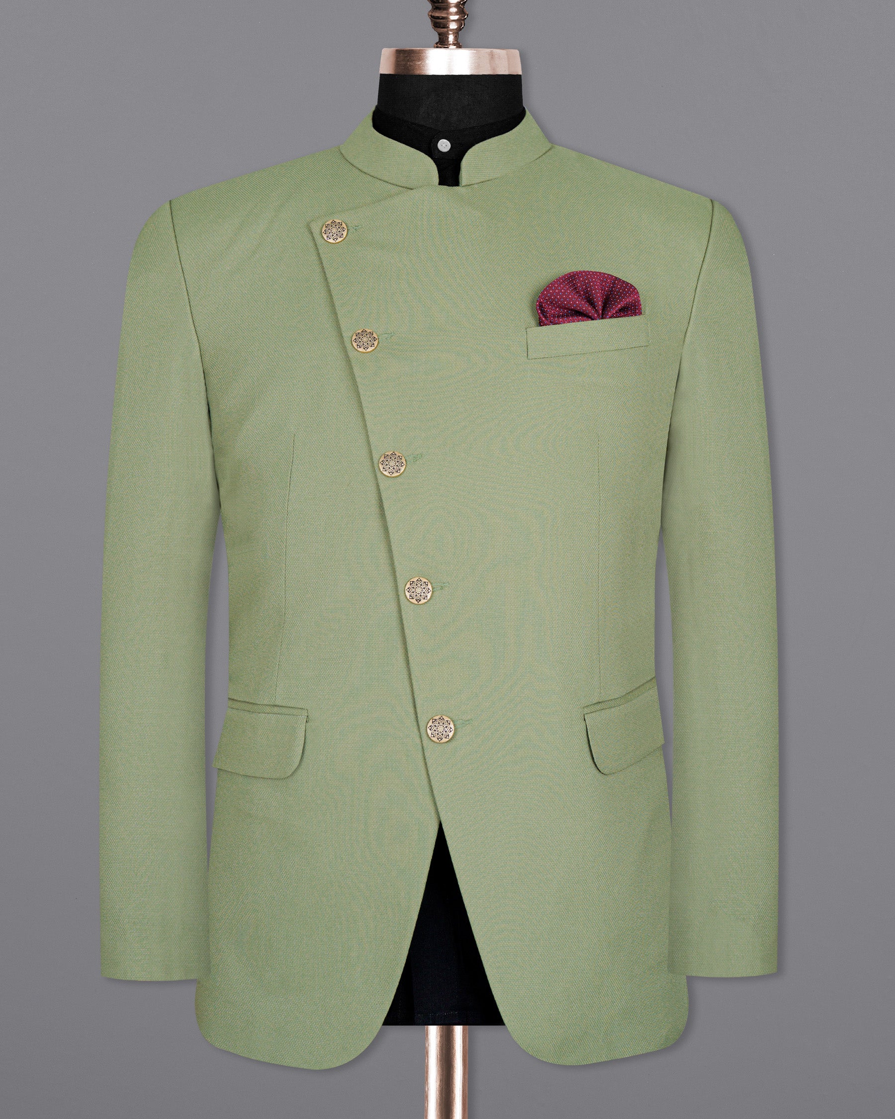 Camouflage Green Cross Buttoned Bandhgala Wool rich Suit ST1437-CBG-36,ST1437-CBG-38,ST1437-CBG-40,ST1437-CBG-42,ST1437-CBG-44,ST1437-CBG-46,ST1437-CBG-48,ST1437-CBG-50,ST1437-CBG-52,ST1437-CBG-54,ST1437-CBG-56,ST1437-CBG-58,ST1437-CBG-60