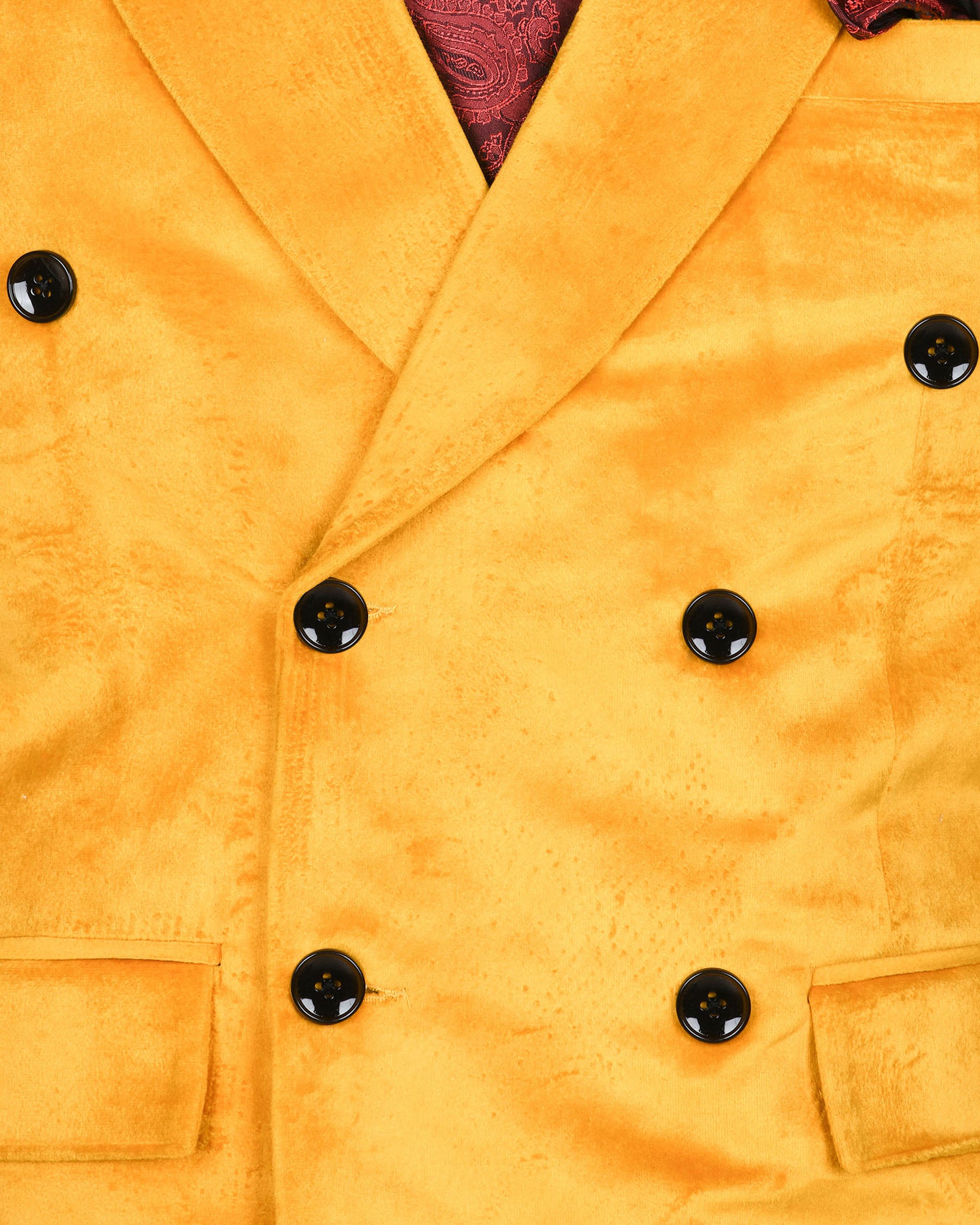 Mustard Velvet Finished Designer Double Breasted Suit