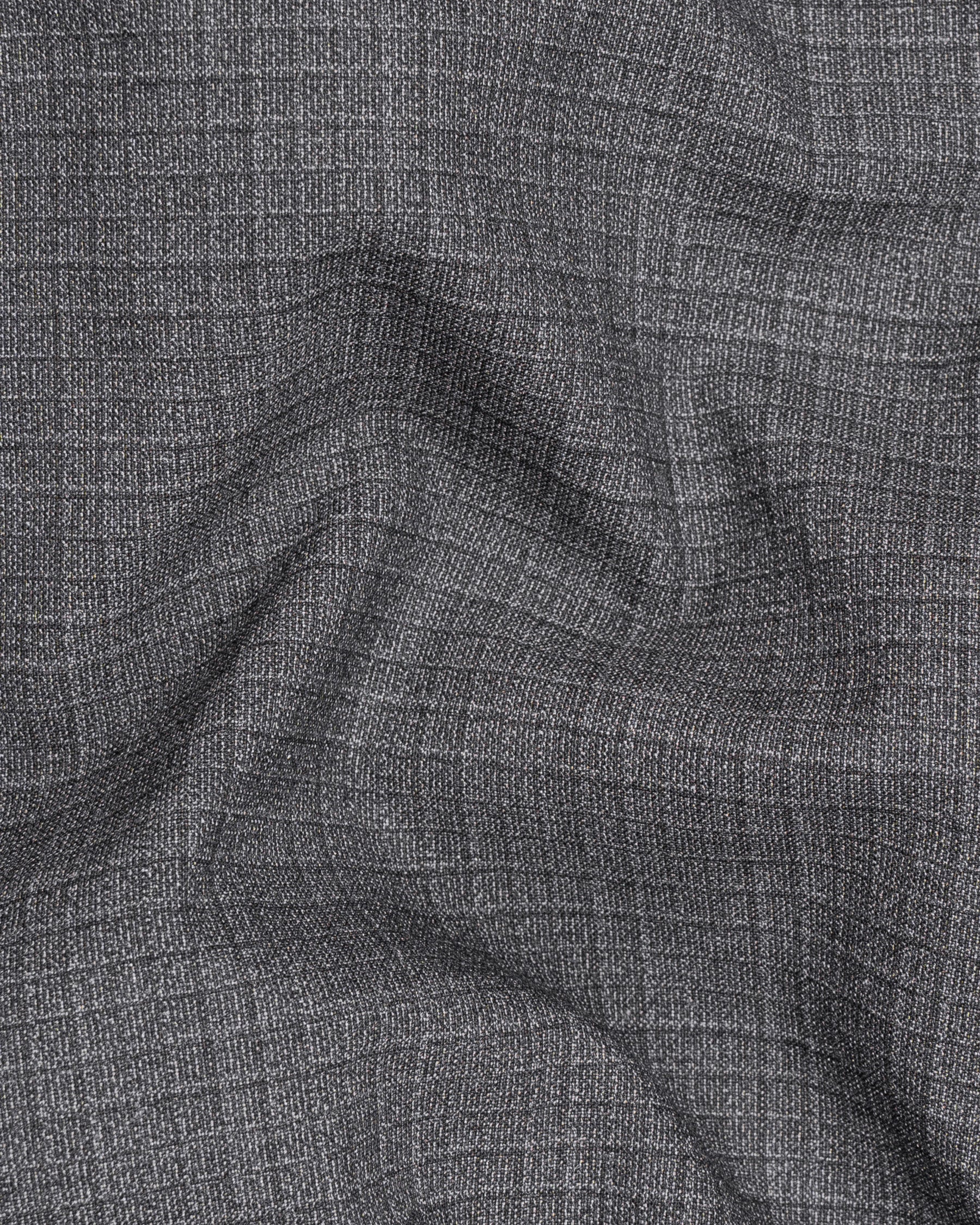 Fuscous Gray Chequered Double Breasted Wool Rich Sports Suit