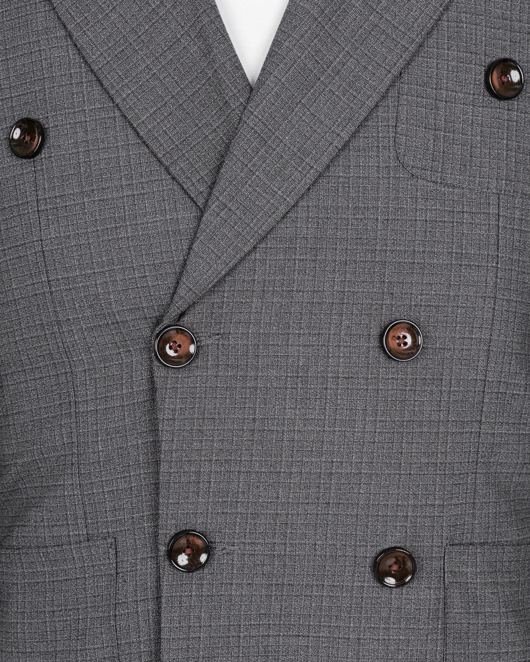Fuscous Gray Chequered DouSTe Breasted Wool Rich Sports Suit ST1448-DB-PP-36,ST1448-DB-PP-38,ST1448-DB-PP-40,ST1448-DB-PP-42,ST1448-DB-PP-44,ST1448-DB-PP-46,ST1448-DB-PP-48,ST1448-DB-PP-50,ST1448-DB-PP-52,ST1448-DB-PP-54,ST1448-DB-PP-56,ST1448-DB-PP-58,ST1448-DB-PP-60