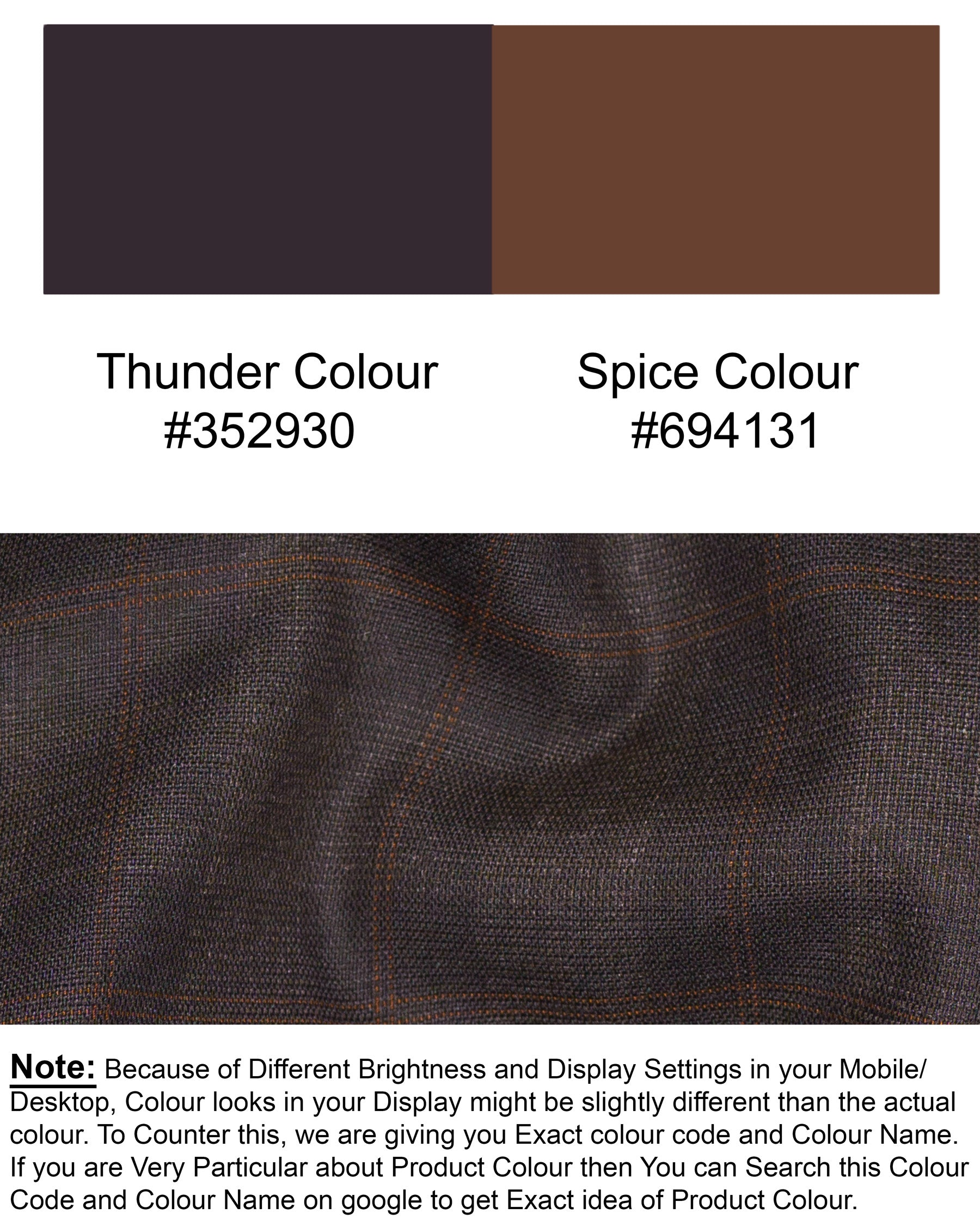 Thunder and Spice Brown Plaid Wool Rich Tuxedo Suit ST1458-BKL-36,ST1458-BKL-38,ST1458-BKL-40,ST1458-BKL-42,ST1458-BKL-44,ST1458-BKL-46,ST1458-BKL-48,ST1458-BKL-50,ST1458-BKL-52,ST1458-BKL-54,ST1458-BKL-56,ST1458-BKL-58,ST1458-BKL-60