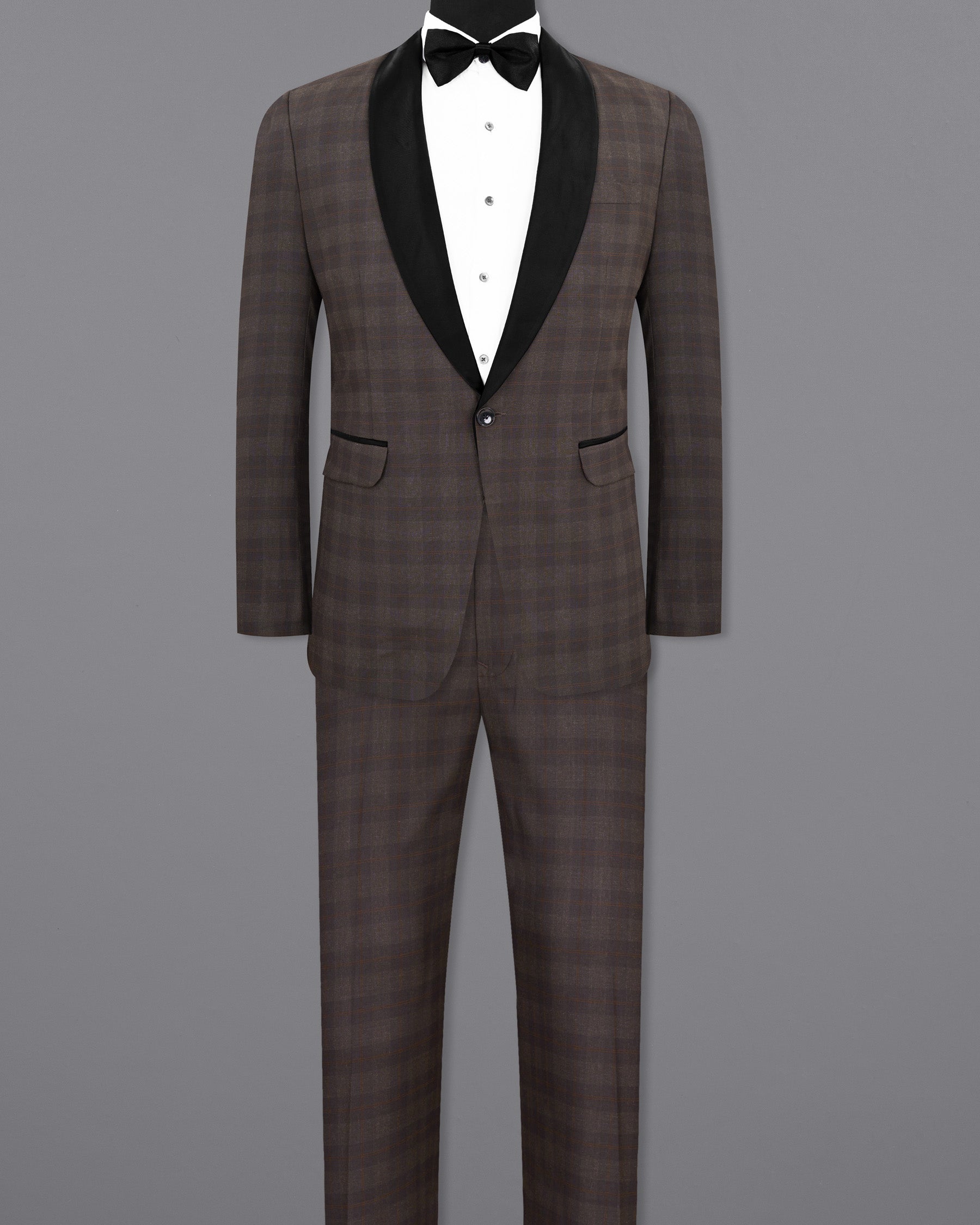 Thunder and Spice Brown Plaid Wool Rich Tuxedo Suit ST1458-BKL-36,ST1458-BKL-38,ST1458-BKL-40,ST1458-BKL-42,ST1458-BKL-44,ST1458-BKL-46,ST1458-BKL-48,ST1458-BKL-50,ST1458-BKL-52,ST1458-BKL-54,ST1458-BKL-56,ST1458-BKL-58,ST1458-BKL-60